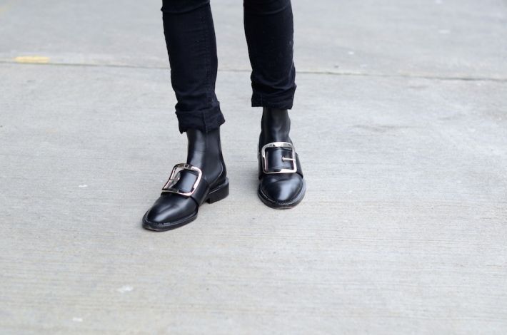Buckle-Strap Leather Ankle Boot