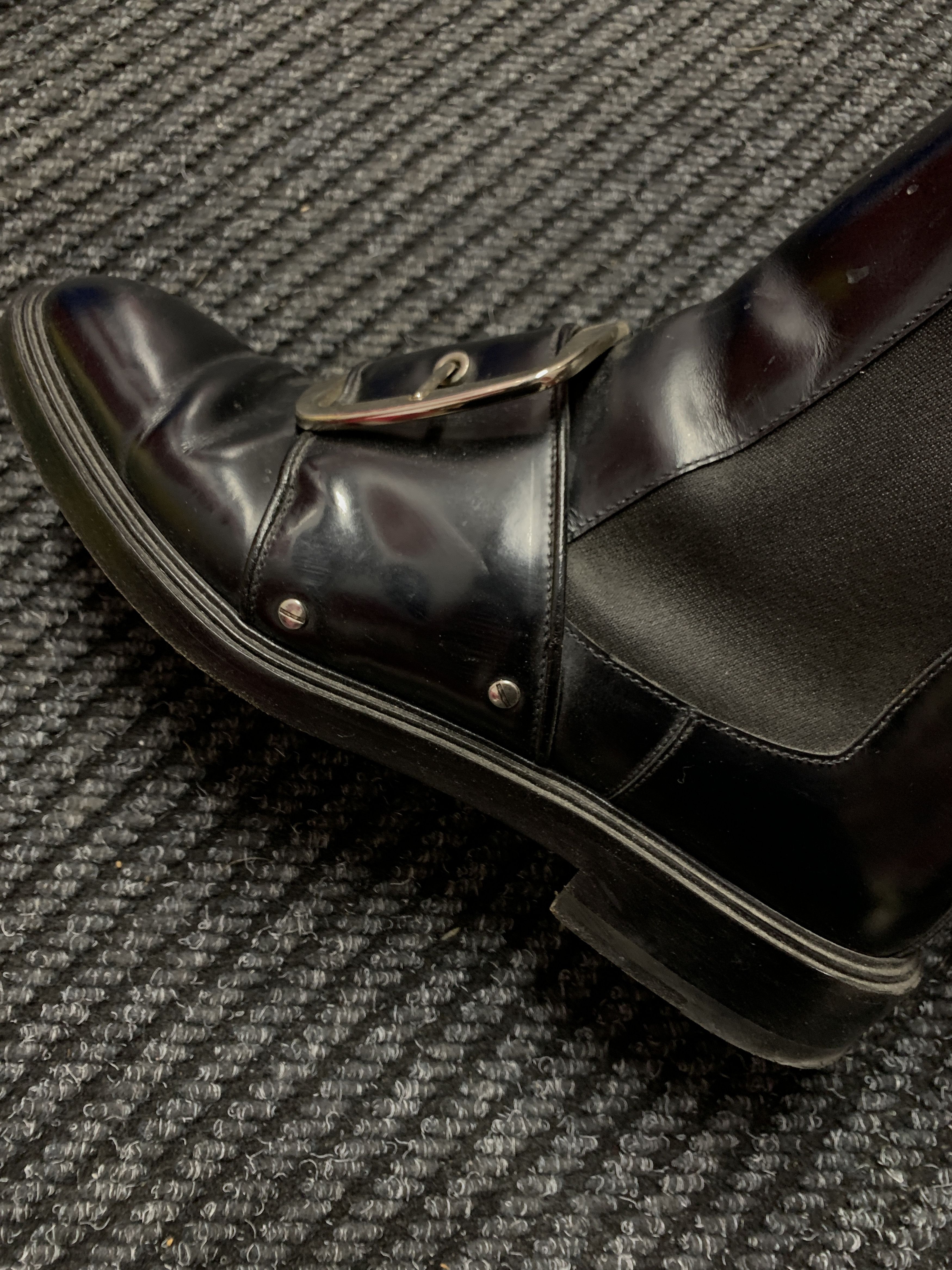 Buckle-Strap Leather Ankle Boot