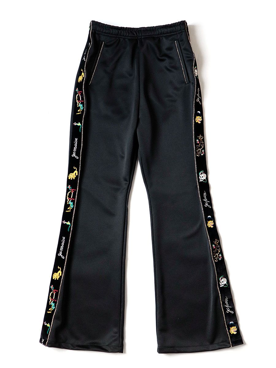 image of Kapital Ska-Tape Jam Flare Track Pants in Black, Men's (Size 34)