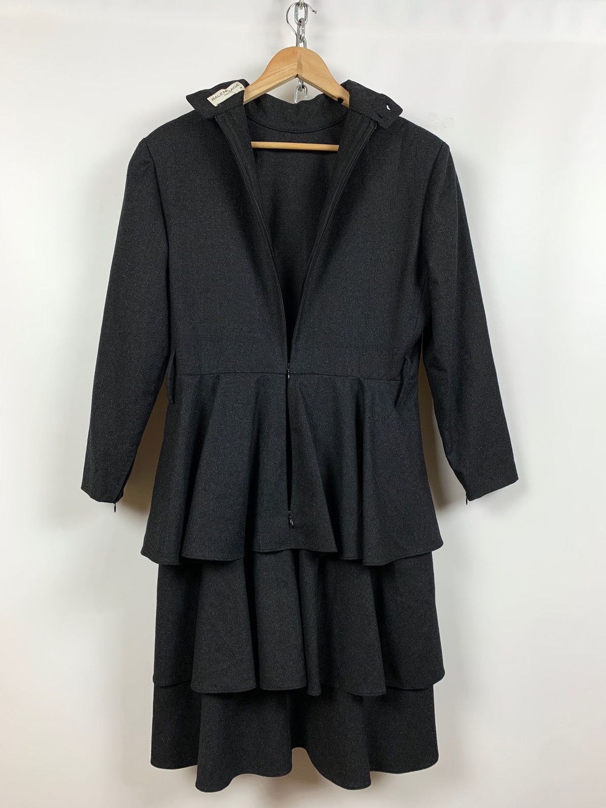 Balenciaga Vintage Balenciaga Tiered Peplum High Neck Midi Dress Size M / US 6-8 / IT 42-44 - 6 Thumbnail