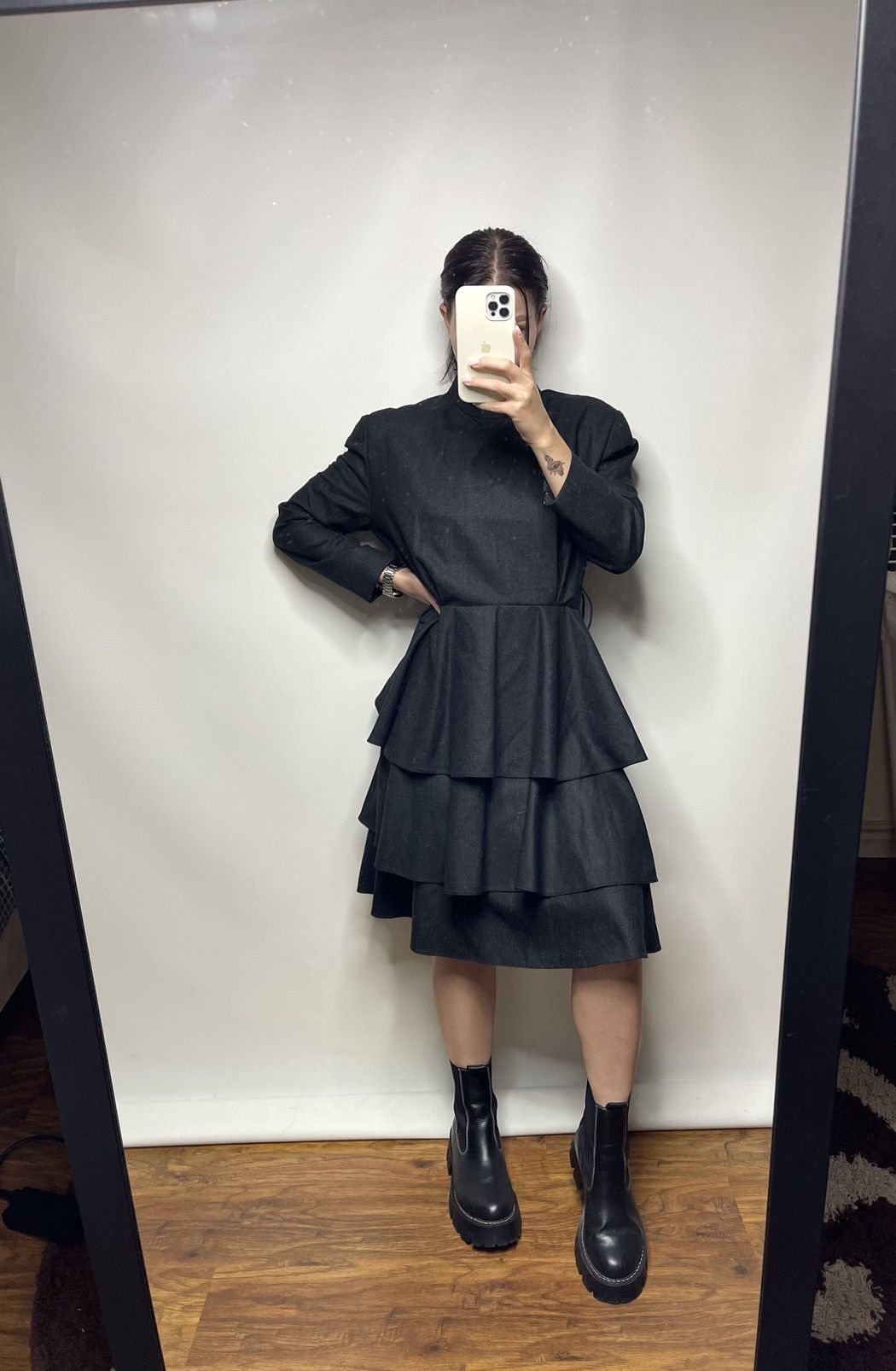 Balenciaga Vintage Balenciaga Tiered Peplum High Neck Midi Dress Size M / US 6-8 / IT 42-44 - 1 Thumbnail
