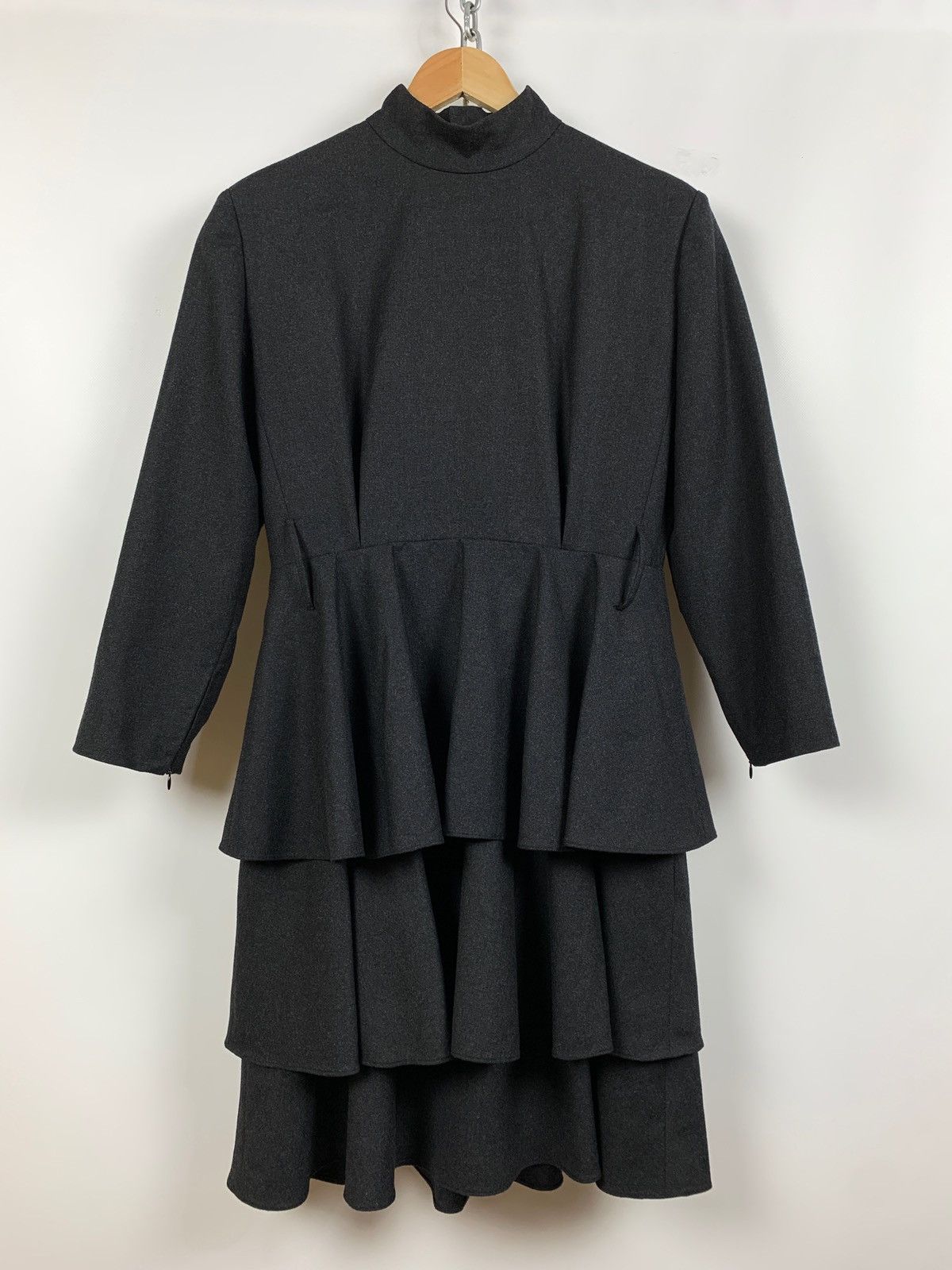Balenciaga Vintage Balenciaga Tiered Peplum High Neck Midi Dress Size M / US 6-8 / IT 42-44 - 2 Thumbnail