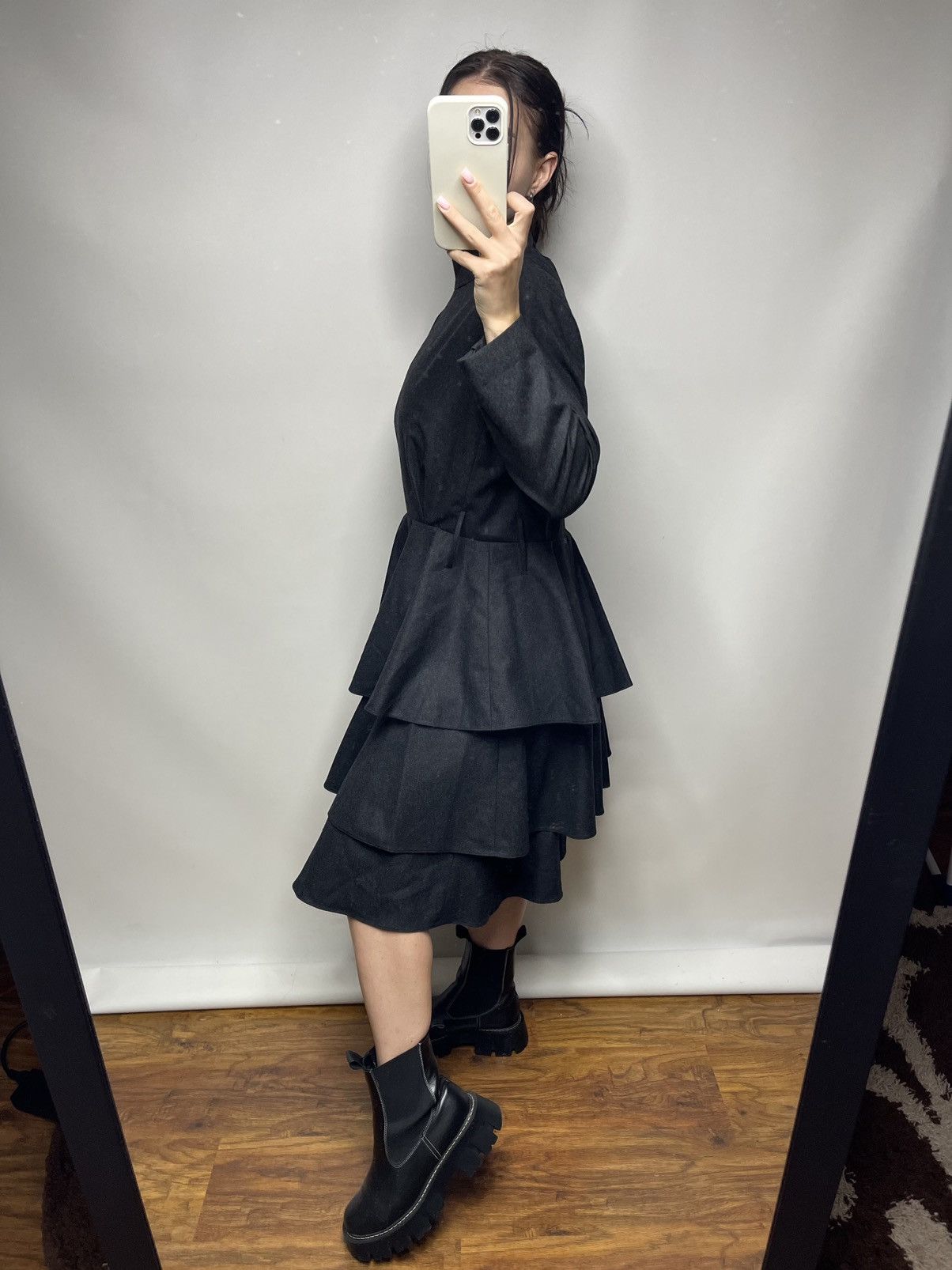 Balenciaga Vintage Balenciaga Tiered Peplum High Neck Midi Dress Size M / US 6-8 / IT 42-44 - 4 Thumbnail