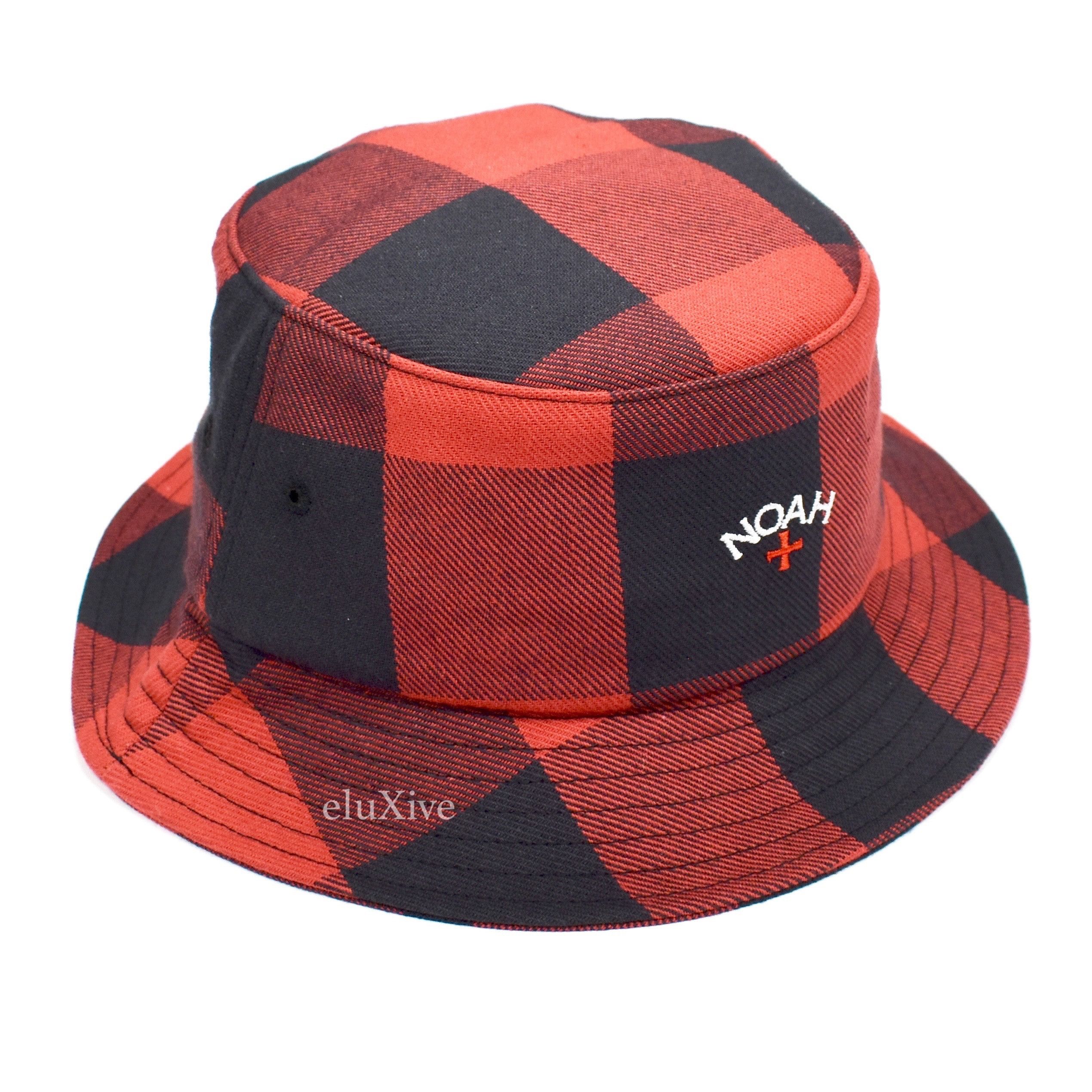 Noah Red Buffalo Plaid Core Logo Bucket Hat DS