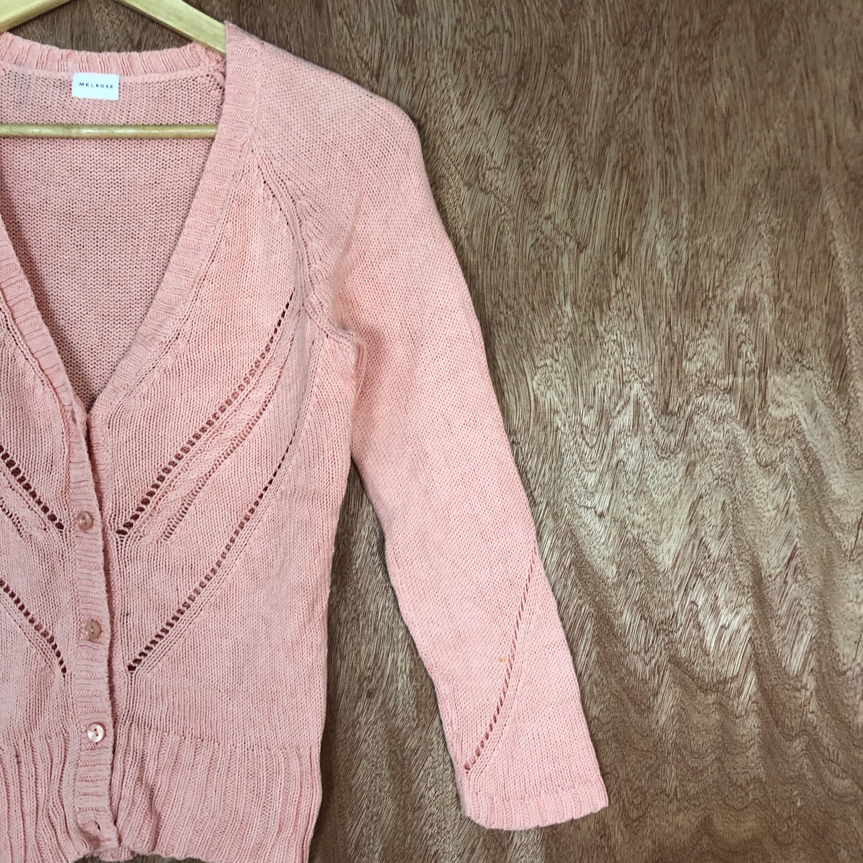 Japanese Brand Melrose Pink Shag Shaggy Cardigan knitwear thin #c471 Size S / US 4 / IT 40 - 6 Thumbnail
