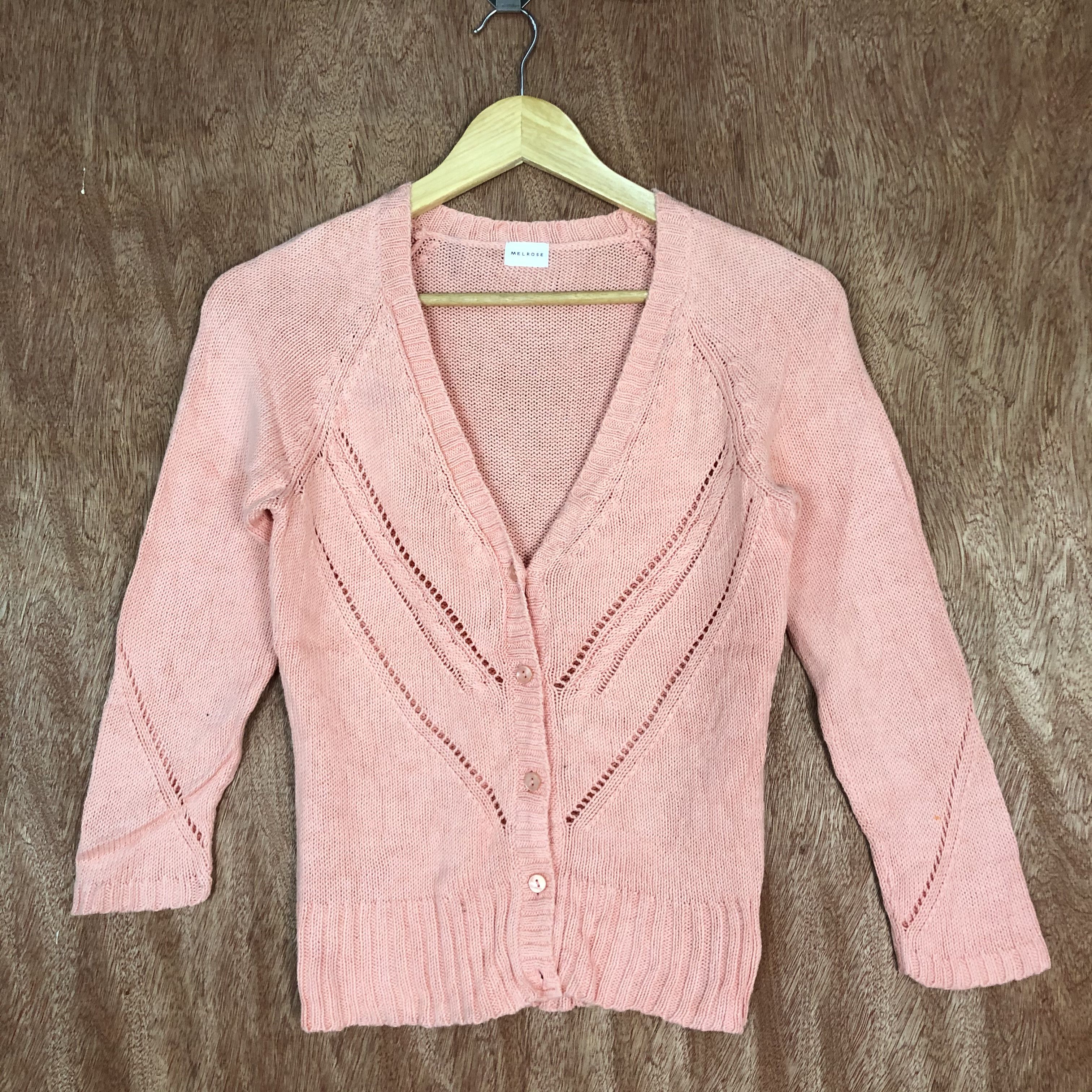 Melrose Pink Shag Shaggy Cardigan knitwear thin #c471