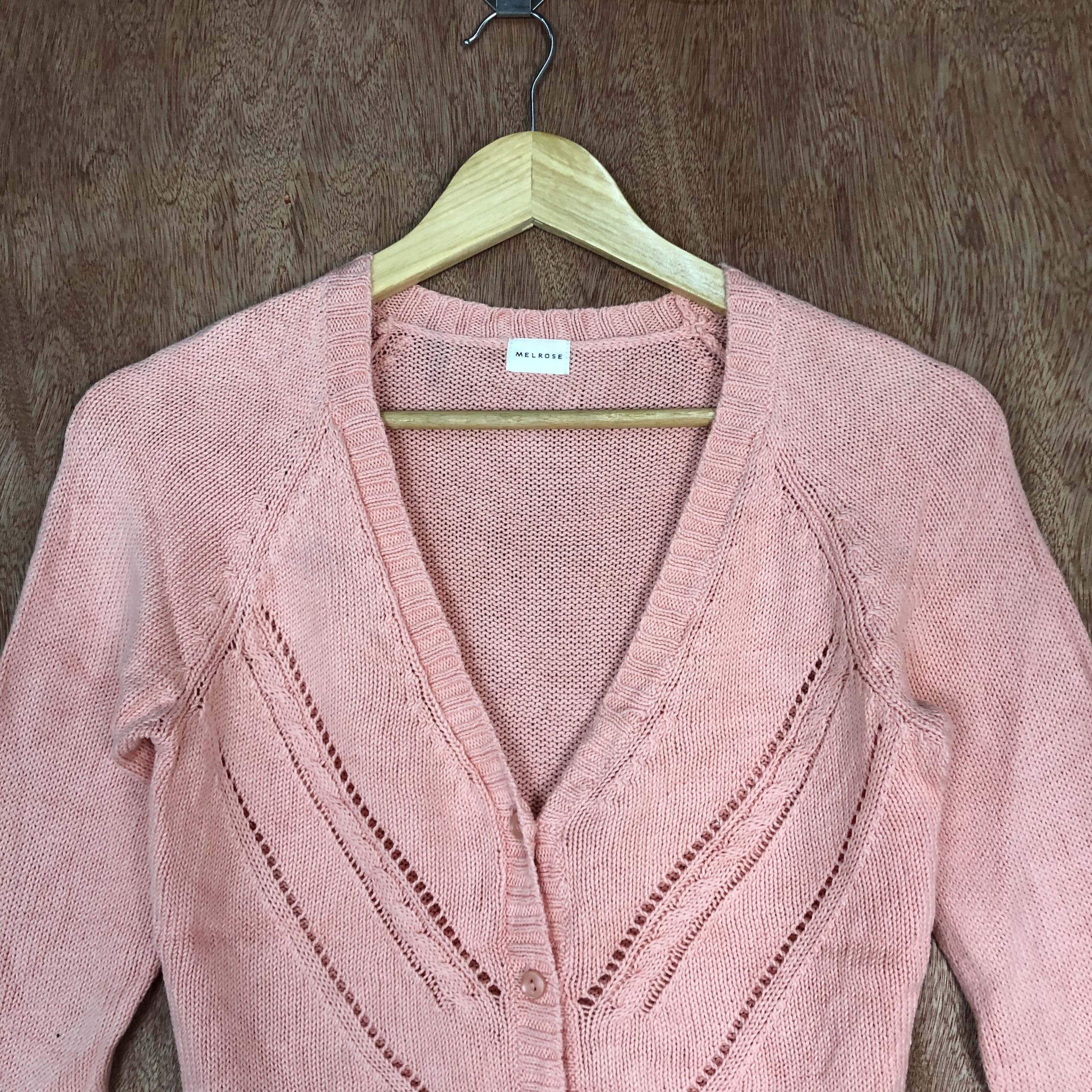 Japanese Brand Melrose Pink Shag Shaggy Cardigan knitwear thin #c471 Size S / US 4 / IT 40 - 8 Thumbnail