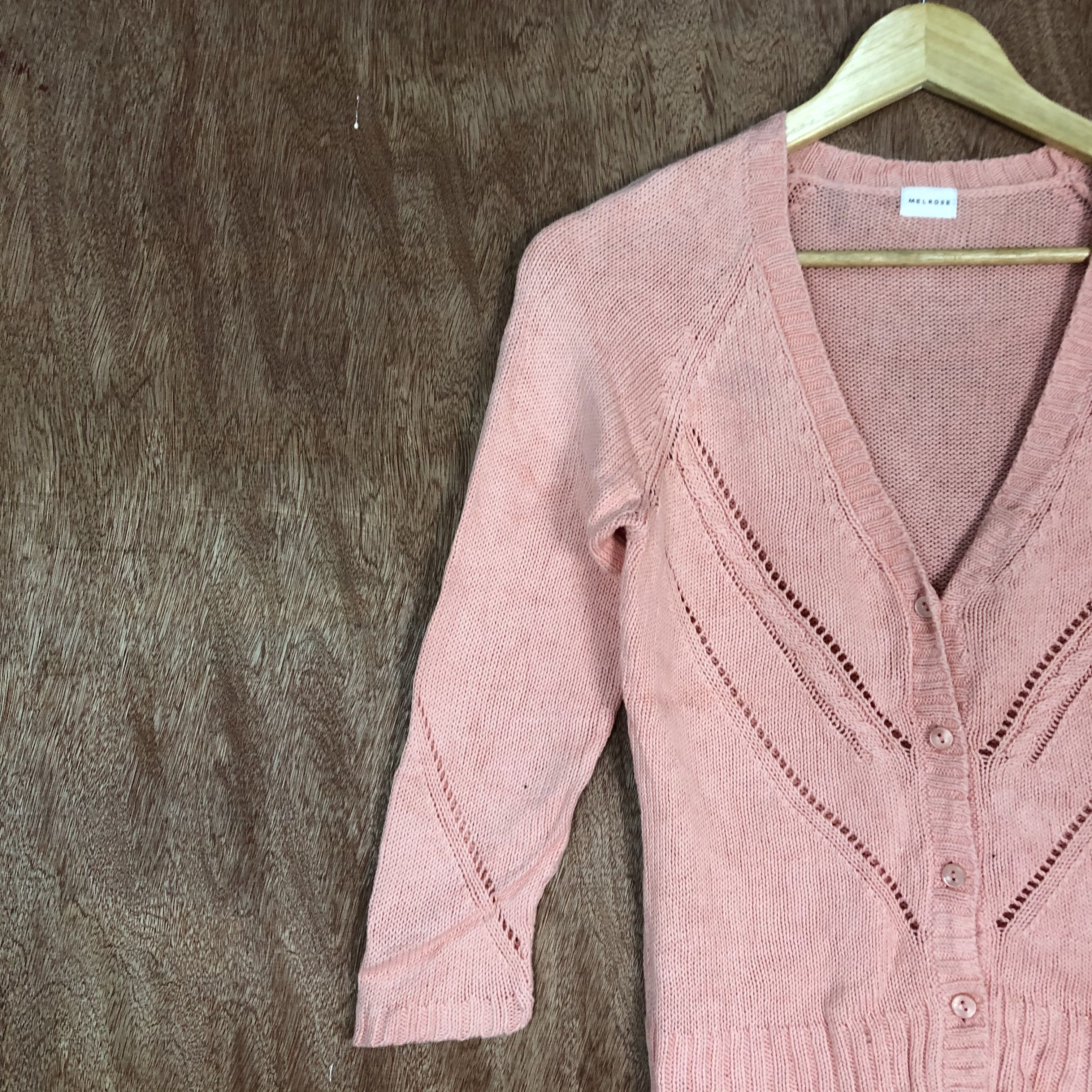 Japanese Brand Melrose Pink Shag Shaggy Cardigan knitwear thin #c471 Size S / US 4 / IT 40 - 7 Thumbnail