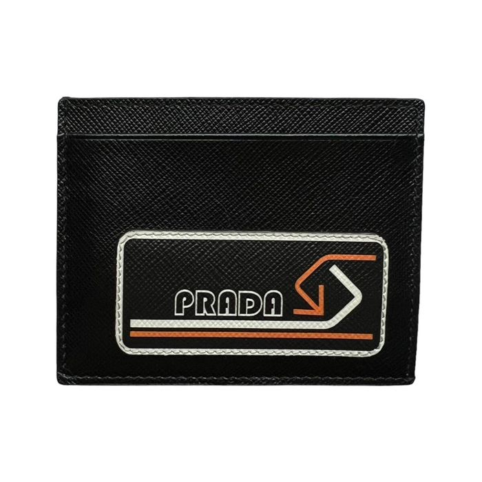 PRADA Logo Patch Lanyard ID Holder Saffiano Leather