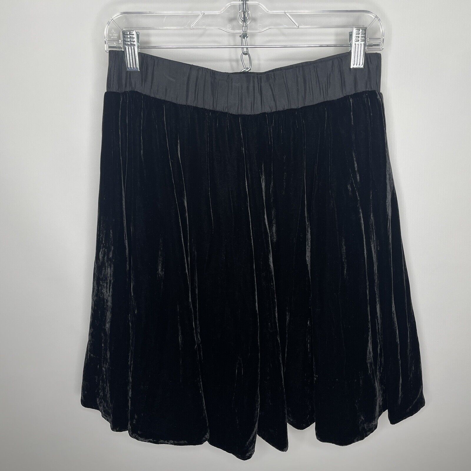 Anthropologie Odille Black Silk Blend Velvet Mini Skater Skirt | Grailed