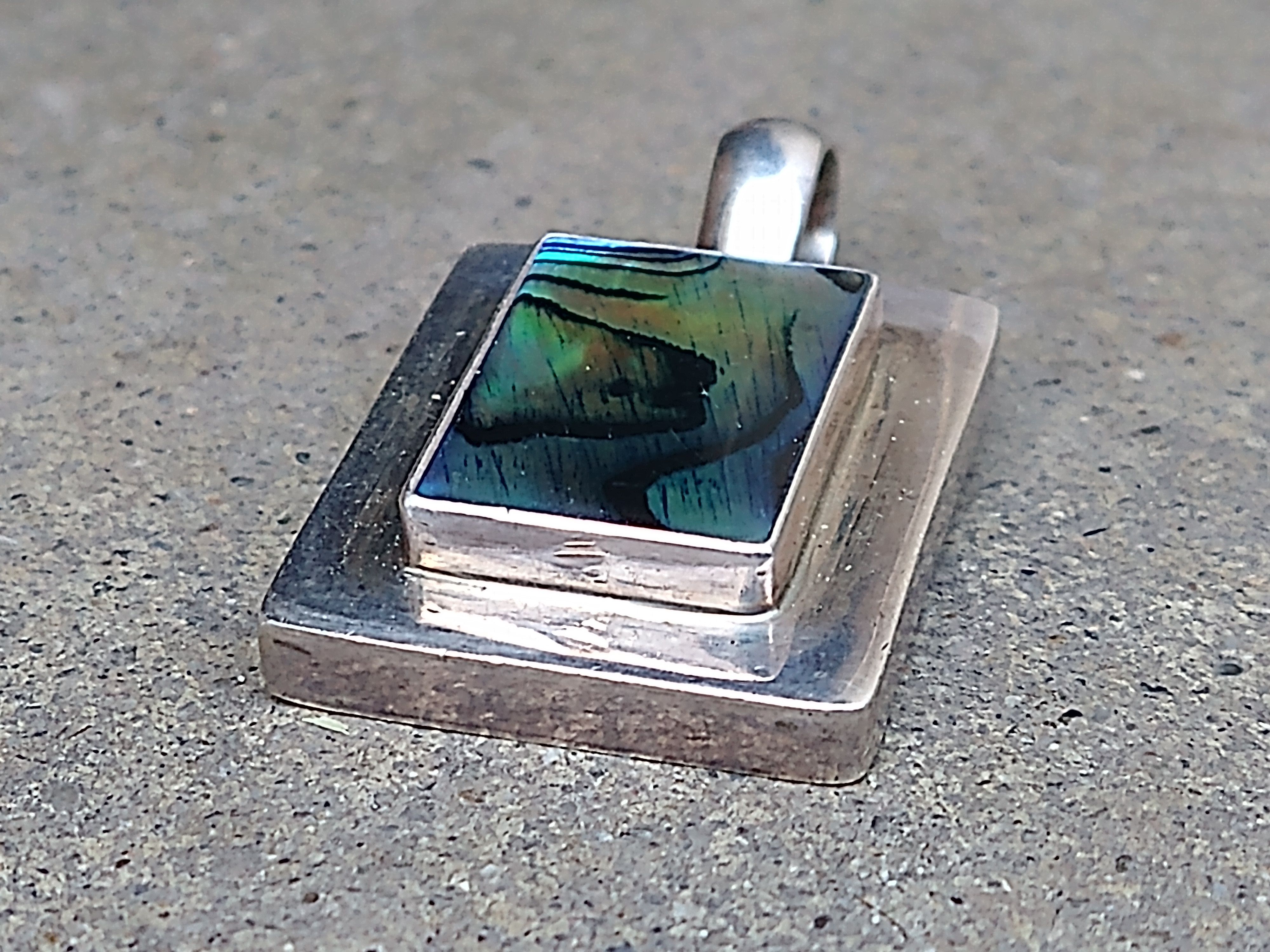 Other Vintage Sterling Silver Pendant Necklace Abalone Modern Size ONE SIZE - 3 Thumbnail