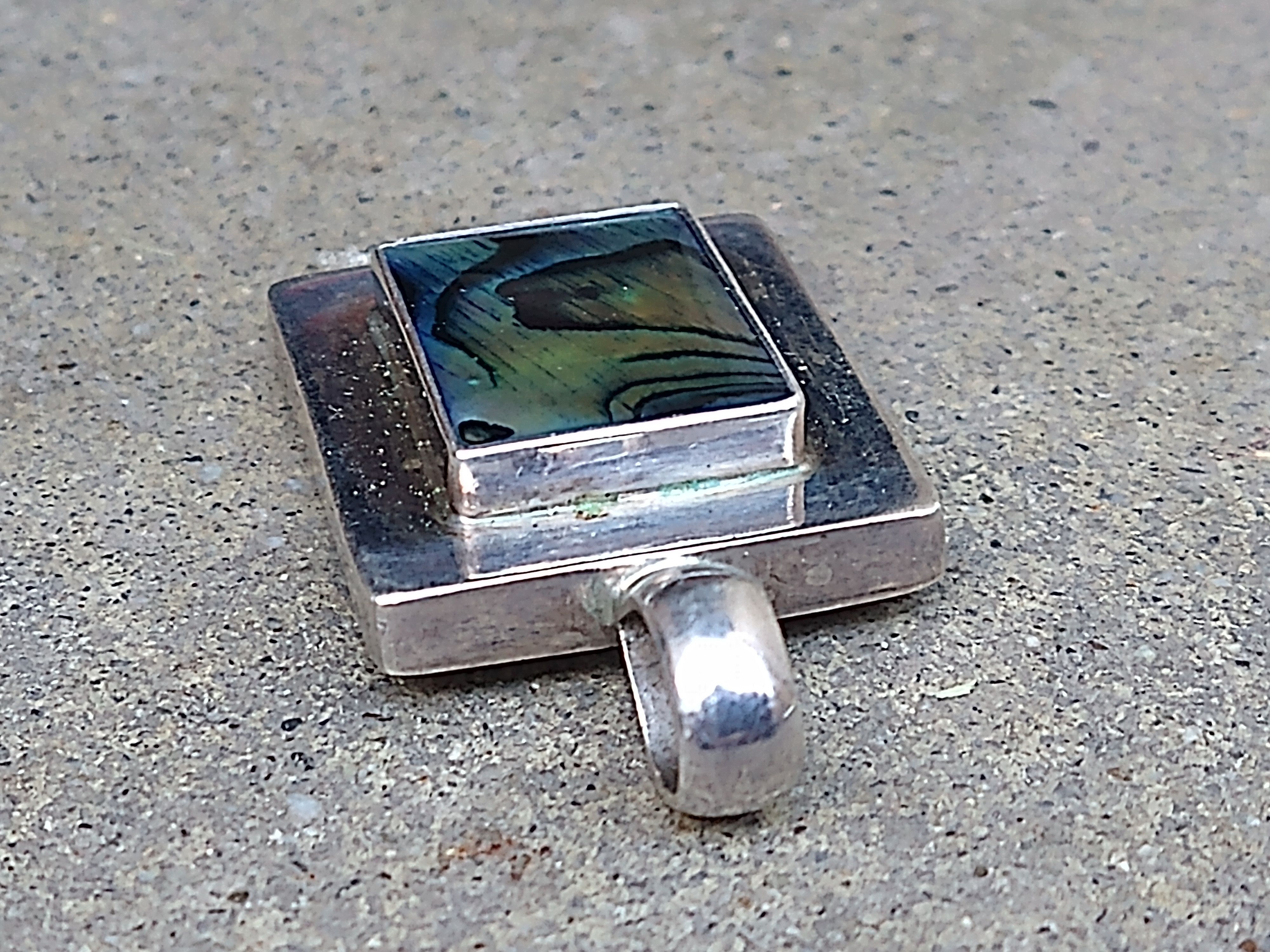 Other Vintage Sterling Silver Pendant Necklace Abalone Modern Size ONE SIZE - 5 Thumbnail