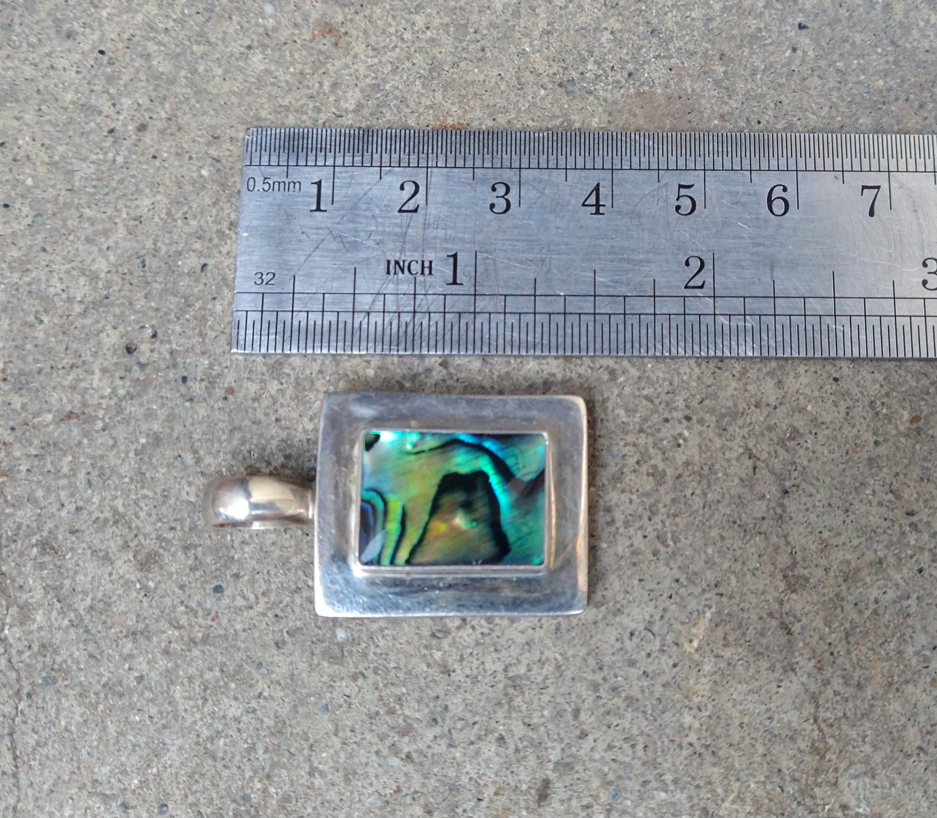 Other Vintage Sterling Silver Pendant Necklace Abalone Modern Size ONE SIZE - 12 Thumbnail