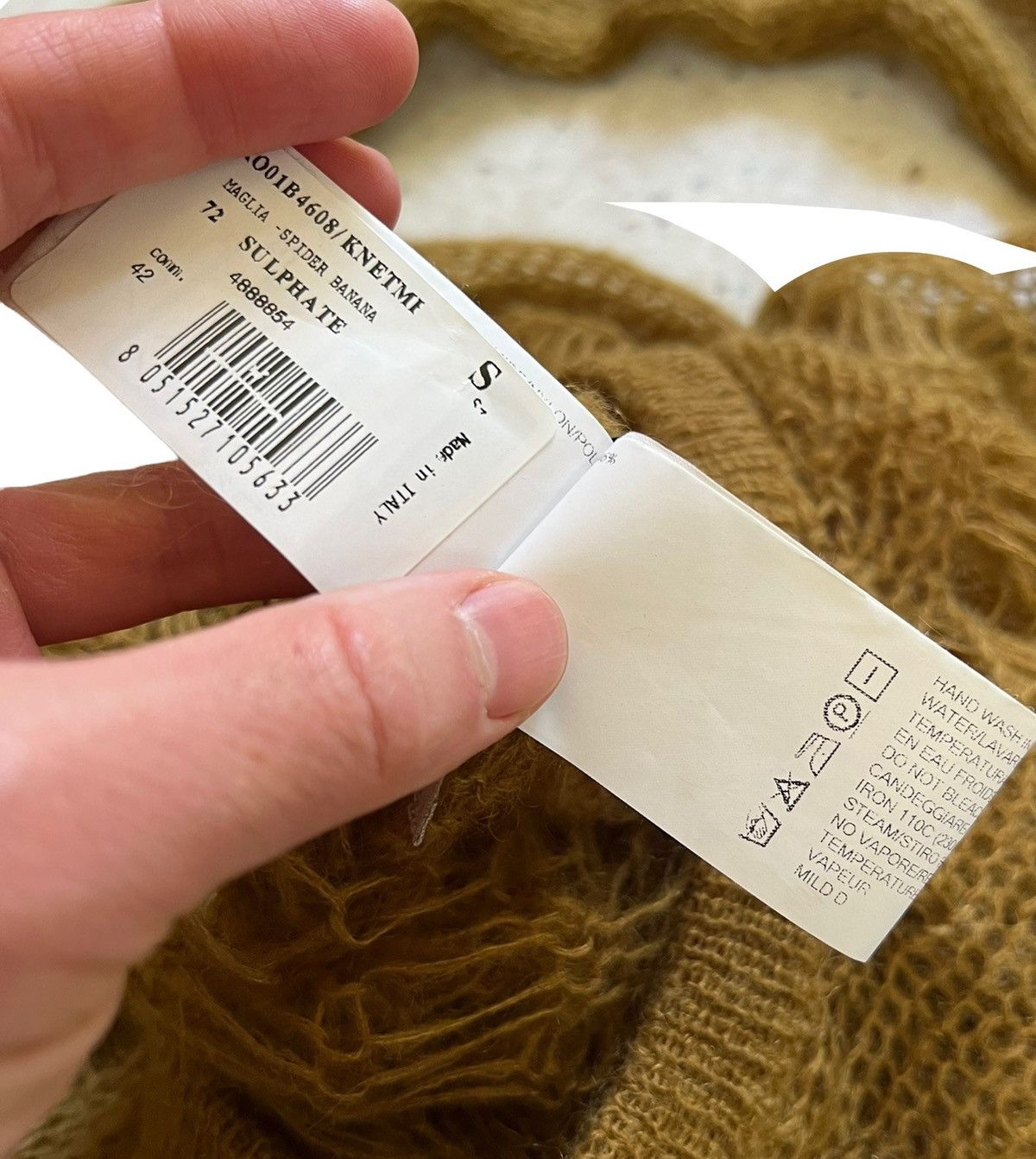 Rick Owens 2022 Fogachine Mohair Spider Banana Knit Size US S / EU 44-46 / 1 - 8 Thumbnail