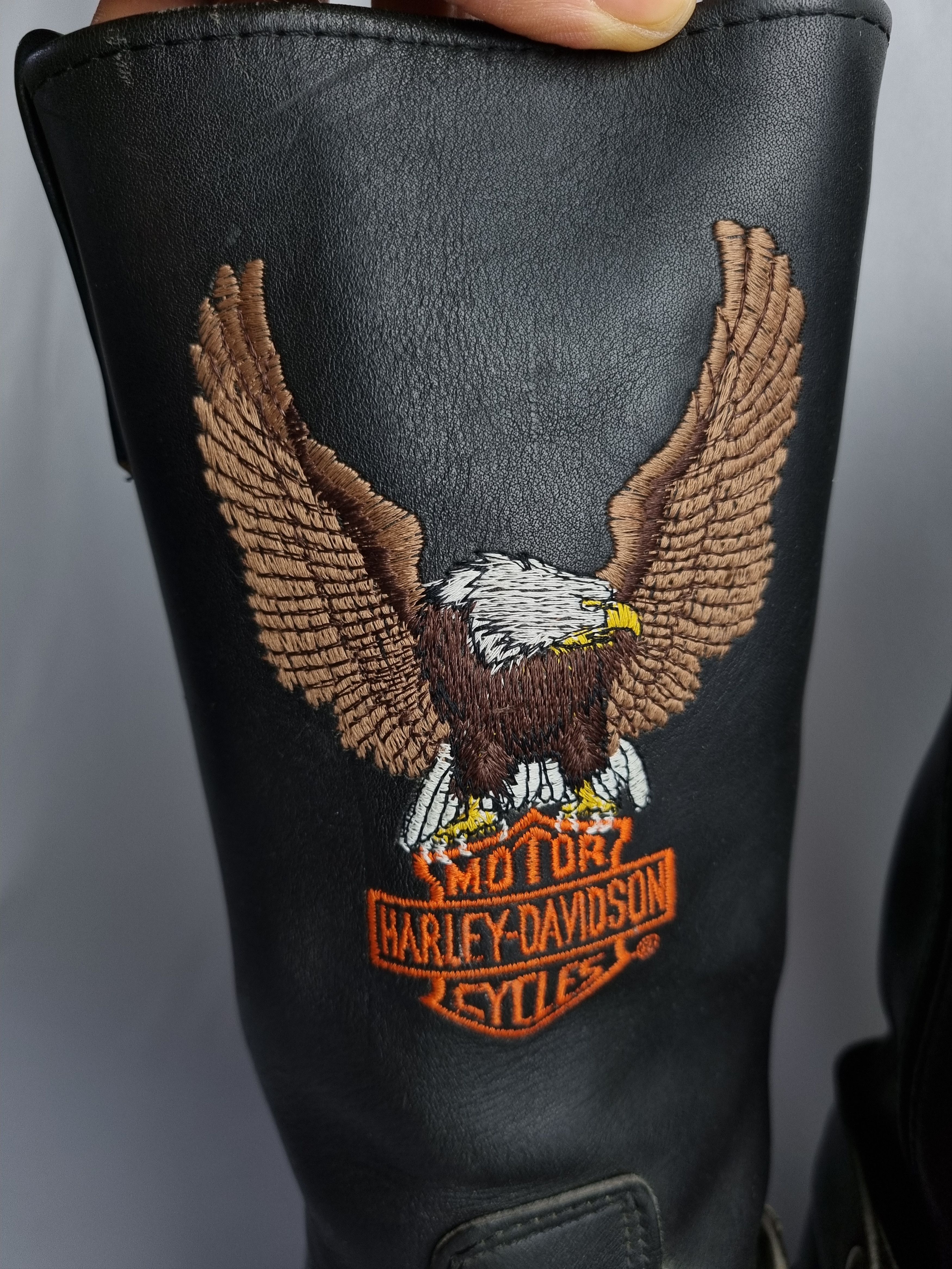 Harley Davidson × Vintage 🤠 Harley Davidson Embroidered Eagle Logo Leather Boots Size US 9 / EU 42 - 3 Thumbnail