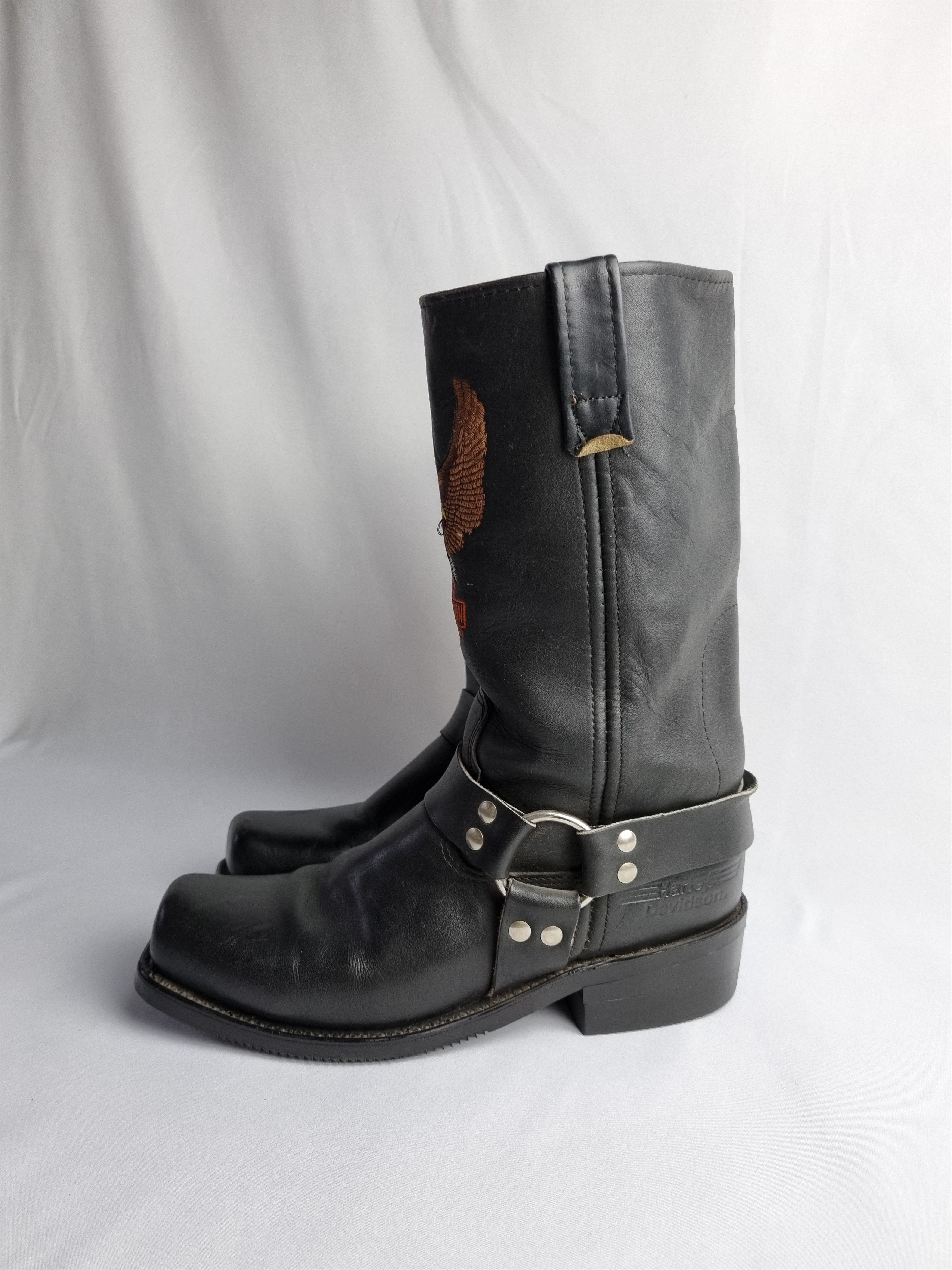 Harley Davidson × Vintage 🤠 Harley Davidson Embroidered Eagle Logo Leather Boots Size US 9 / EU 42 - 5 Thumbnail