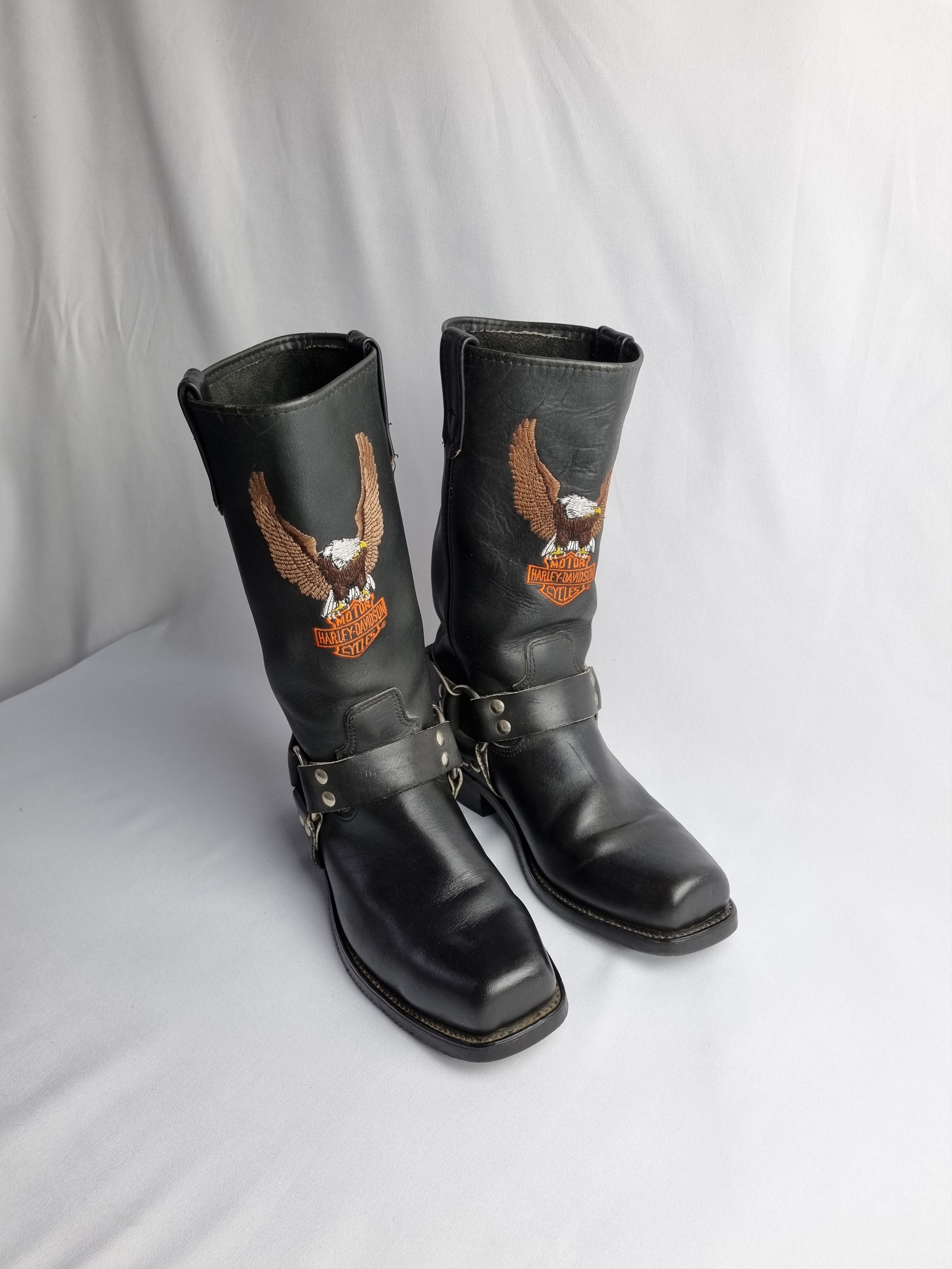 Harley Davidson × Vintage 🤠 Harley Davidson Embroidered Eagle Logo Leather Boots Size US 9 / EU 42 - 1 Thumbnail