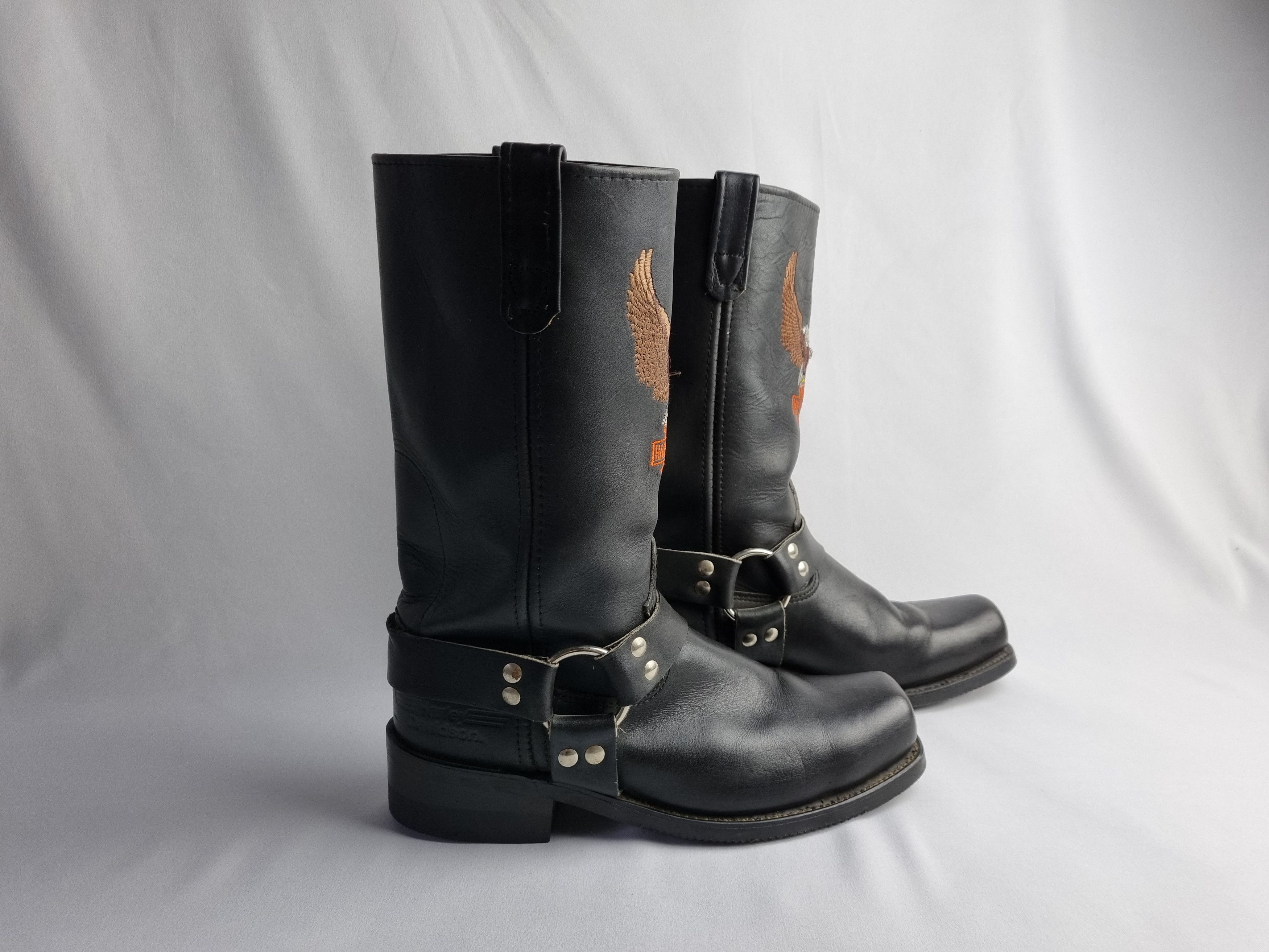 Harley Davidson × Vintage 🤠 Harley Davidson Embroidered Eagle Logo Leather Boots Size US 9 / EU 42 - 2 Thumbnail