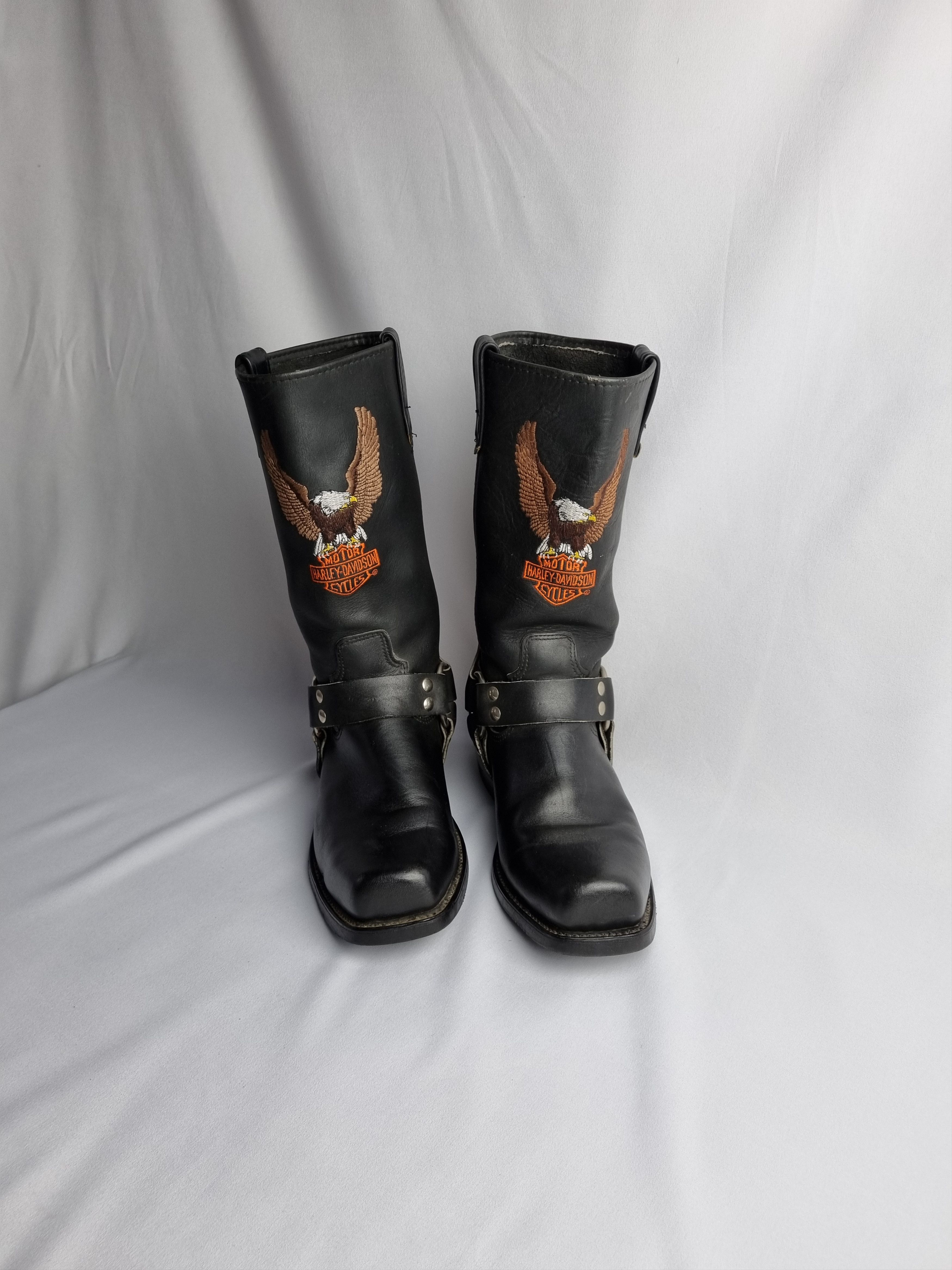 Harley Davidson × Vintage 🤠 Harley Davidson Embroidered Eagle Logo Leather Boots Size US 9 / EU 42 - 4 Thumbnail