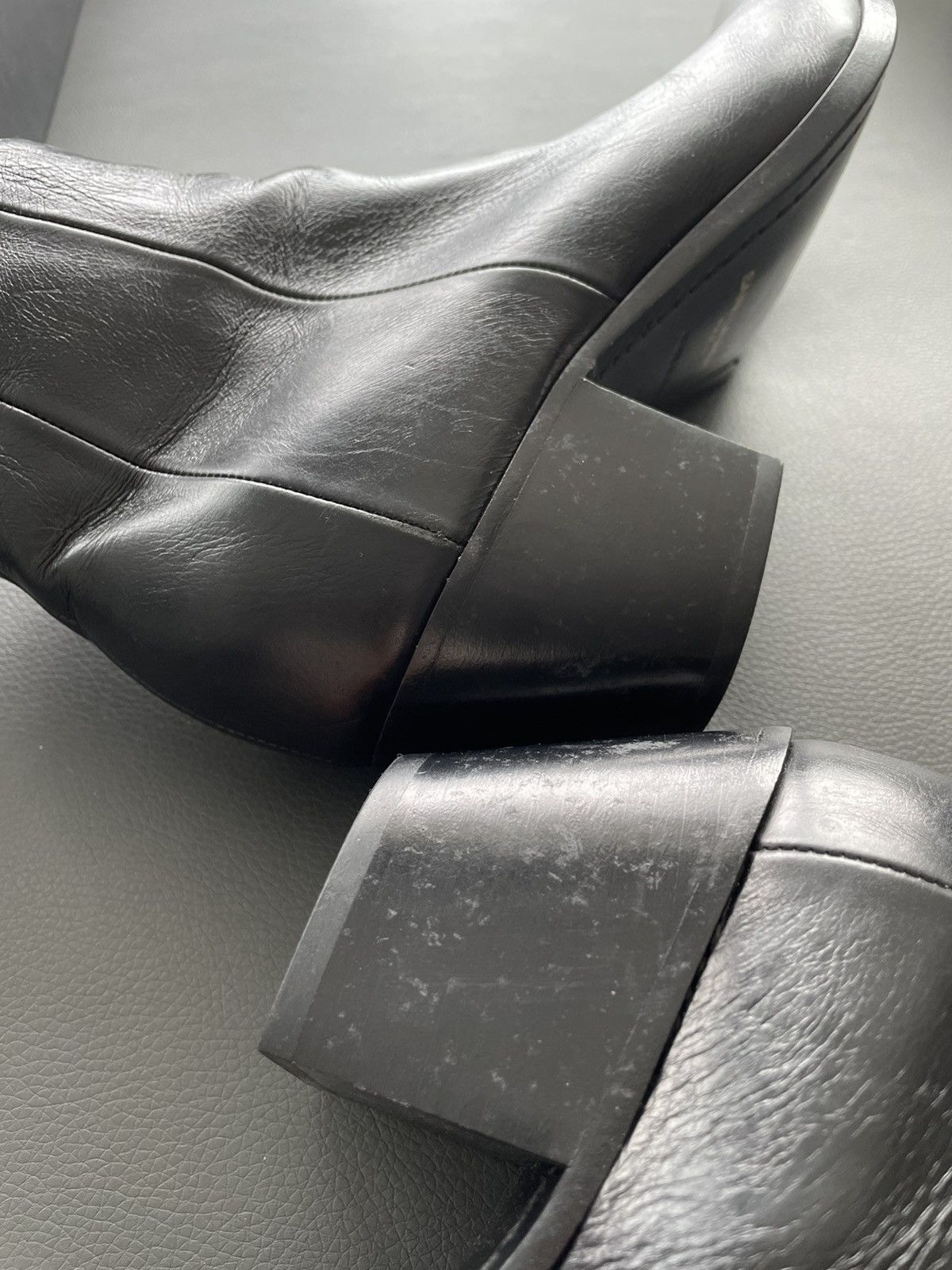Hedi Slimane × Saint Laurent Paris × Yves Saint Laurent $1,350 Super Rare BrandNew Distressed FINN 60 Leather Boots Size US 7 / EU 40 - 18 Thumbnail