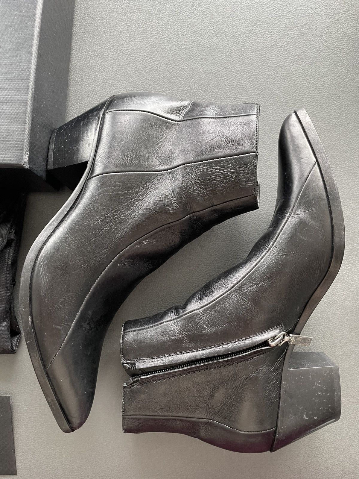 Hedi Slimane × Saint Laurent Paris × Yves Saint Laurent $1,350 Super Rare BrandNew Distressed FINN 60 Leather Boots Size US 7 / EU 40 - 21 Thumbnail