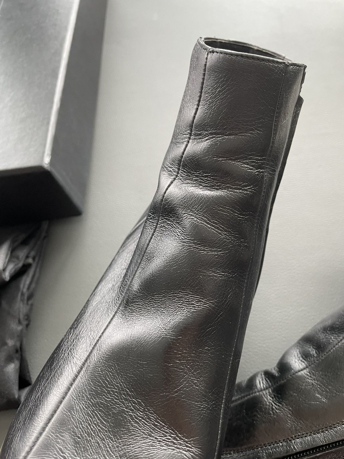 Hedi Slimane × Saint Laurent Paris × Yves Saint Laurent $1,350 Super Rare BrandNew Distressed FINN 60 Leather Boots Size US 7 / EU 40 - 23 Thumbnail