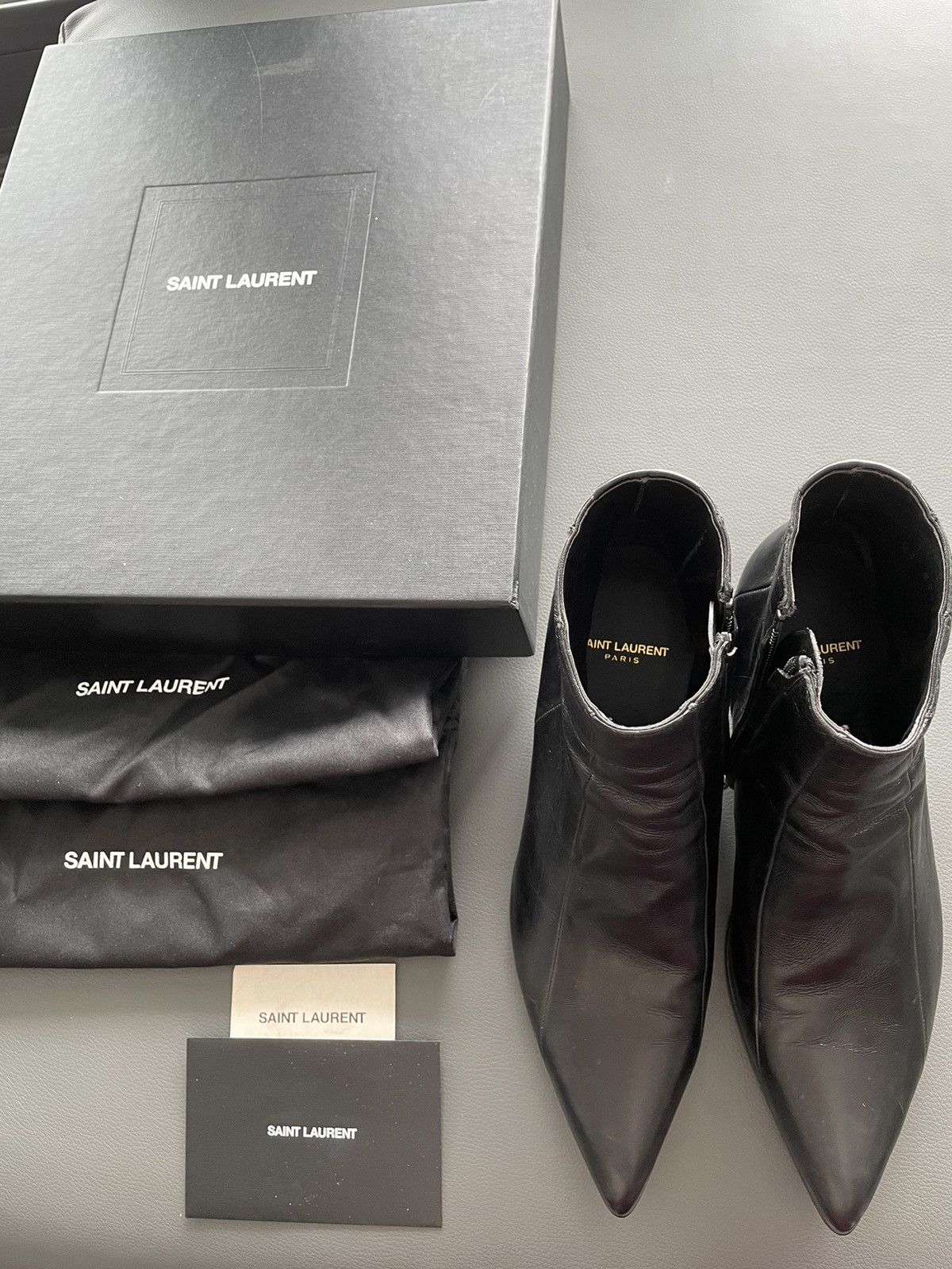 Hedi Slimane × Saint Laurent Paris × Yves Saint Laurent $1,350 Super Rare BrandNew Distressed FINN 60 Leather Boots Size US 7 / EU 40 - 1 Thumbnail