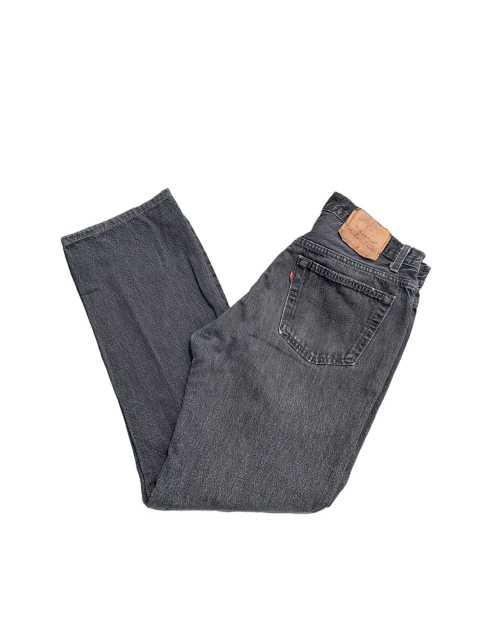 image of Levis 501 Stone Wash Grey Repaired Jeans in Dark Grey, Men's (Size 32)