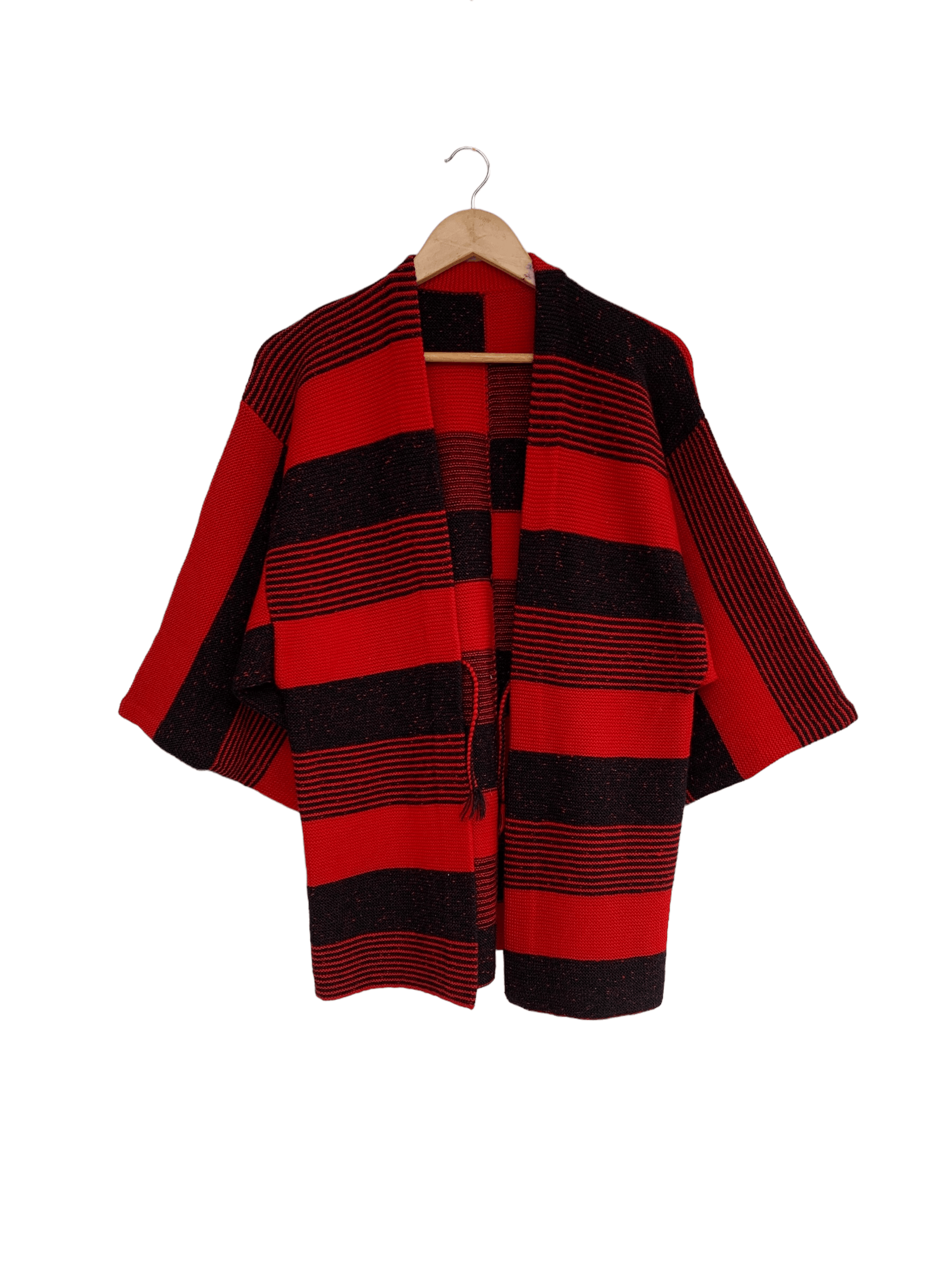 Pre-owned Custom X Vintage Colorblock Heavyweight Kimono Knit Sweater In Red/black