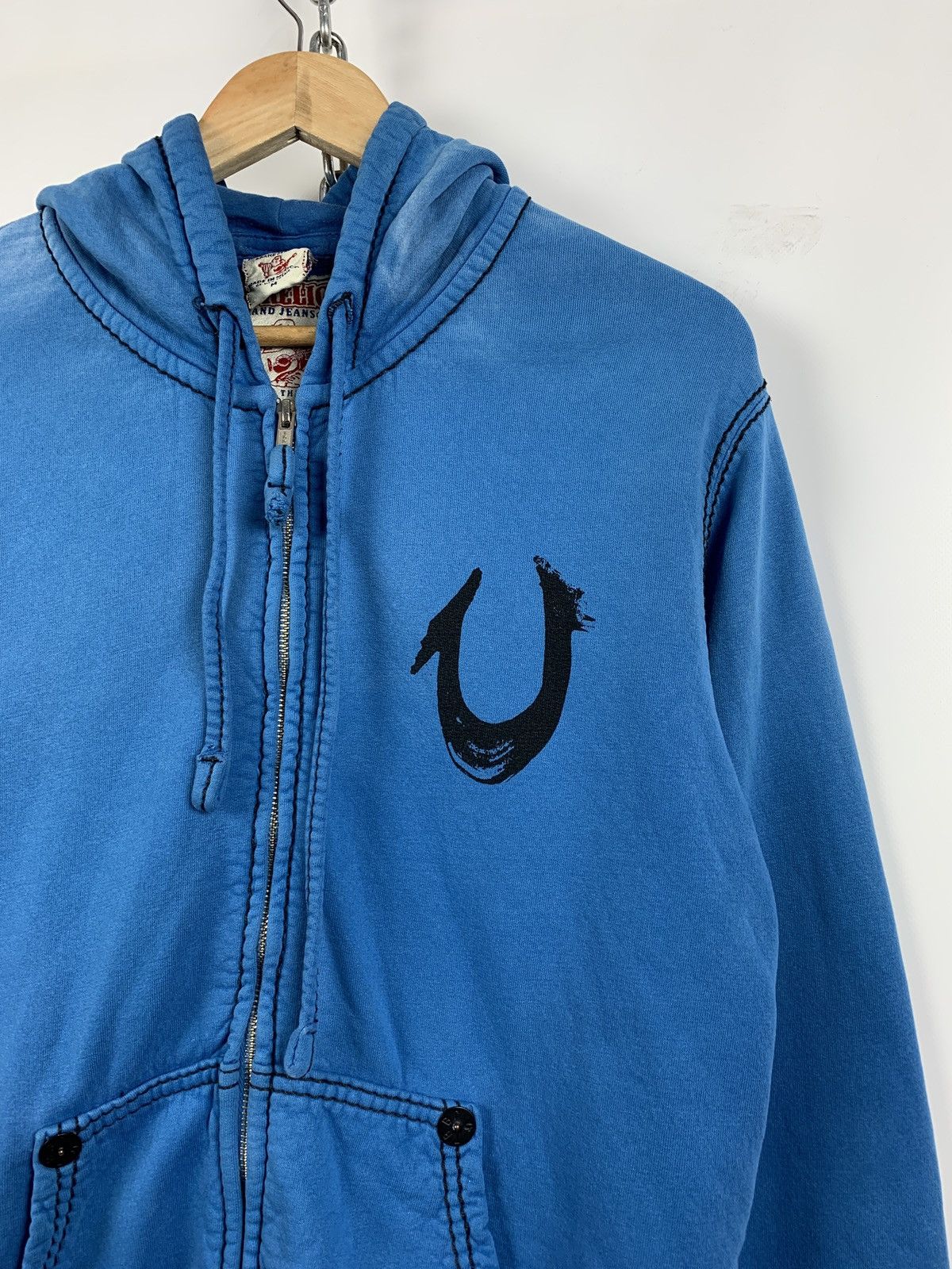 True Religion Vintage True Religion Faded Blue Zip Hoodie Size US M / EU 48-50 / 2 - 4 Thumbnail
