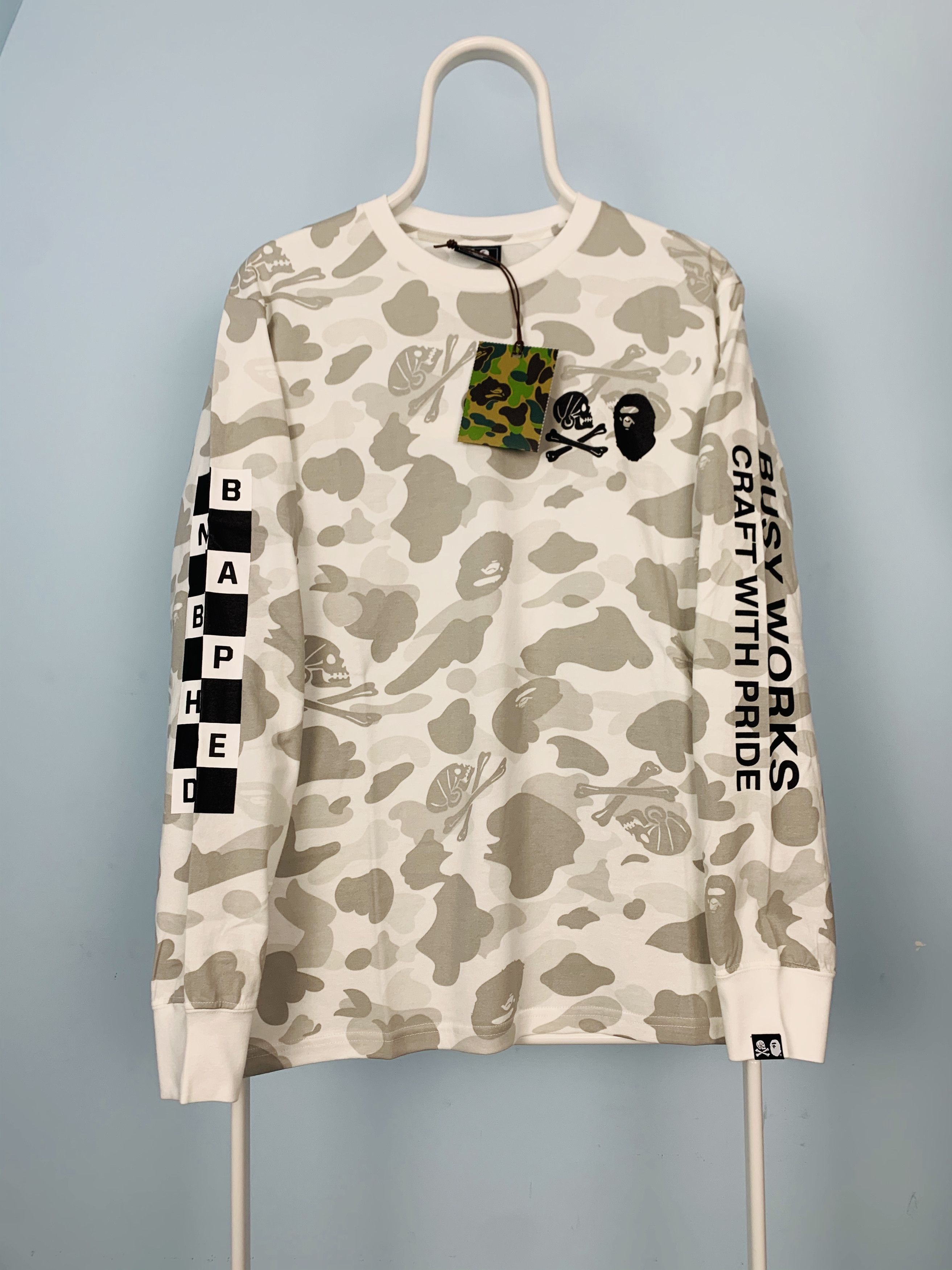 Bape White Skull Camo Longsleeve Shirt Medium Bape Neighborhood | Grailed