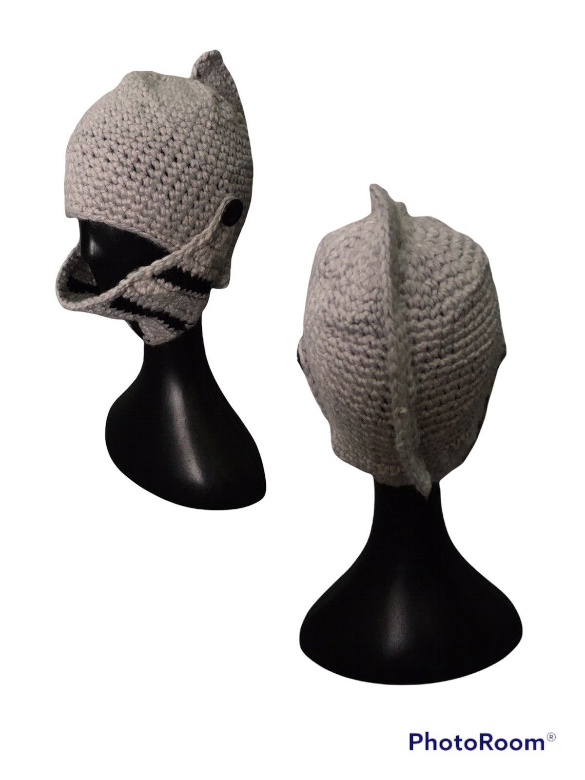 image of Vintage Wool Beanie Sharks Head in Grey, Men's