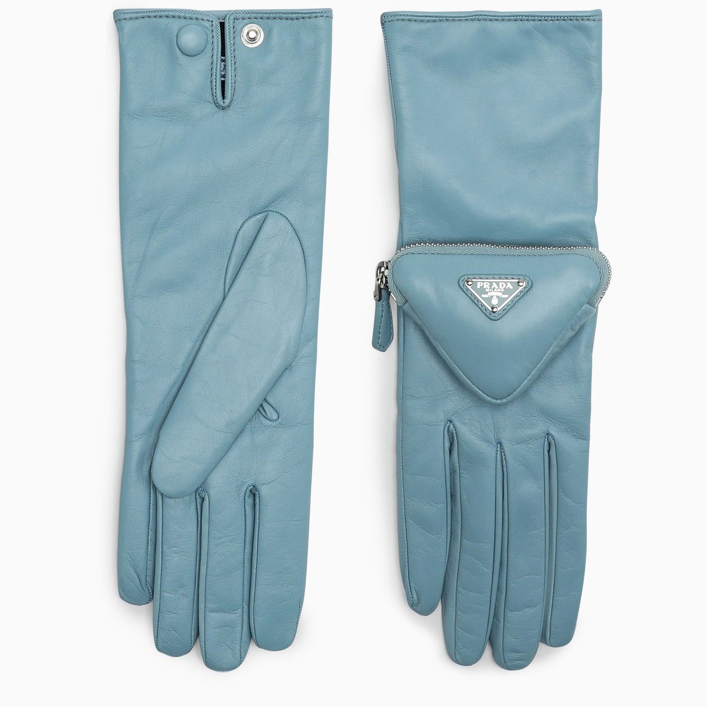 image of Prada O1D2Blof0623 Gloves In Light Blue, Women's