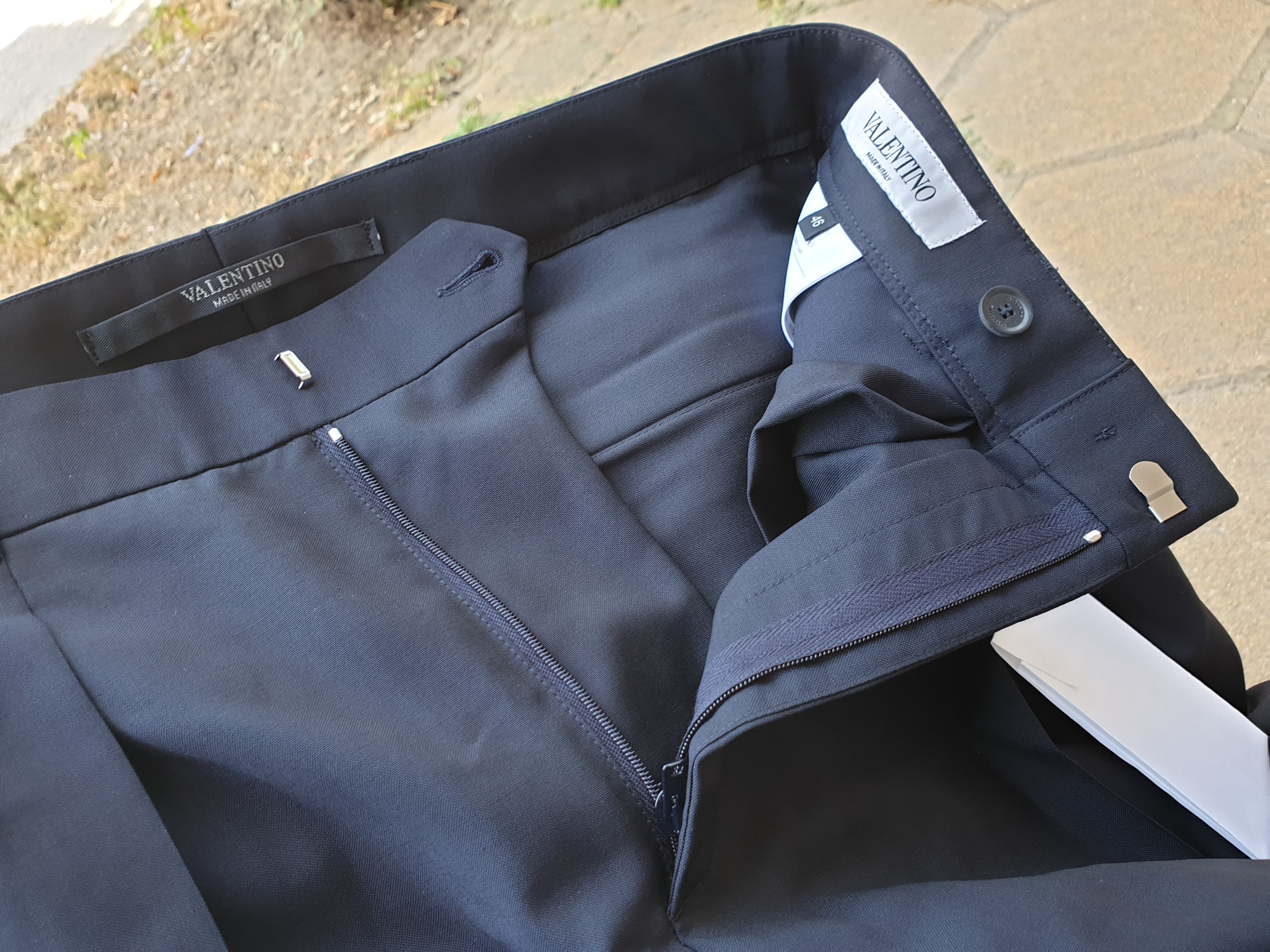 Valentino $795 VALENTINO Blue Contrast-Panel Straight-Leg Trousers Size US 30 / EU 46 - 14 Thumbnail
