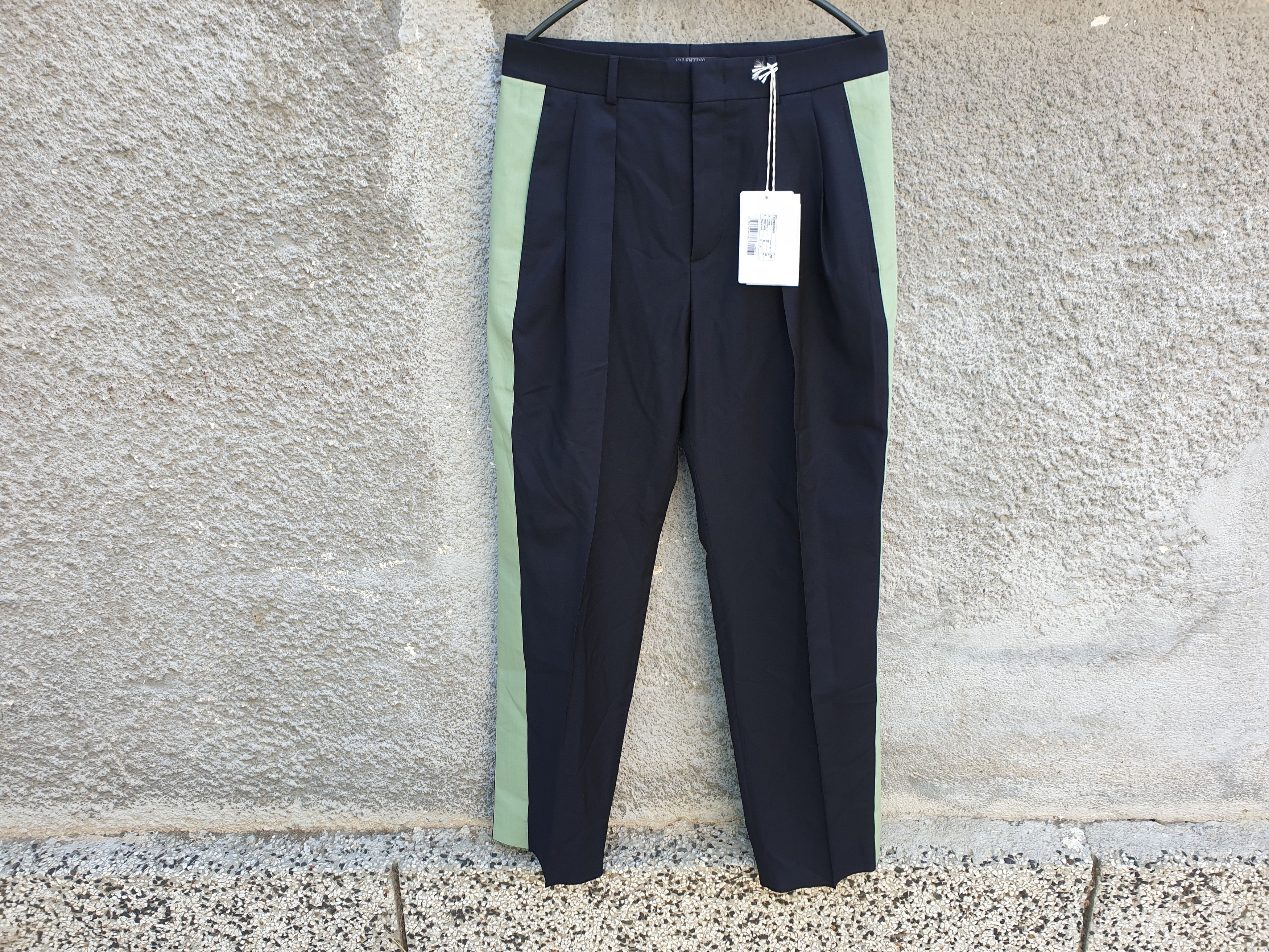 Valentino $795 VALENTINO Blue Contrast-Panel Straight-Leg Trousers Size US 30 / EU 46 - 2 Thumbnail