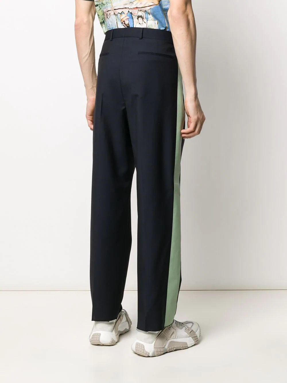 Valentino $795 VALENTINO Blue Contrast-Panel Straight-Leg Trousers Size US 30 / EU 46 - 4 Thumbnail