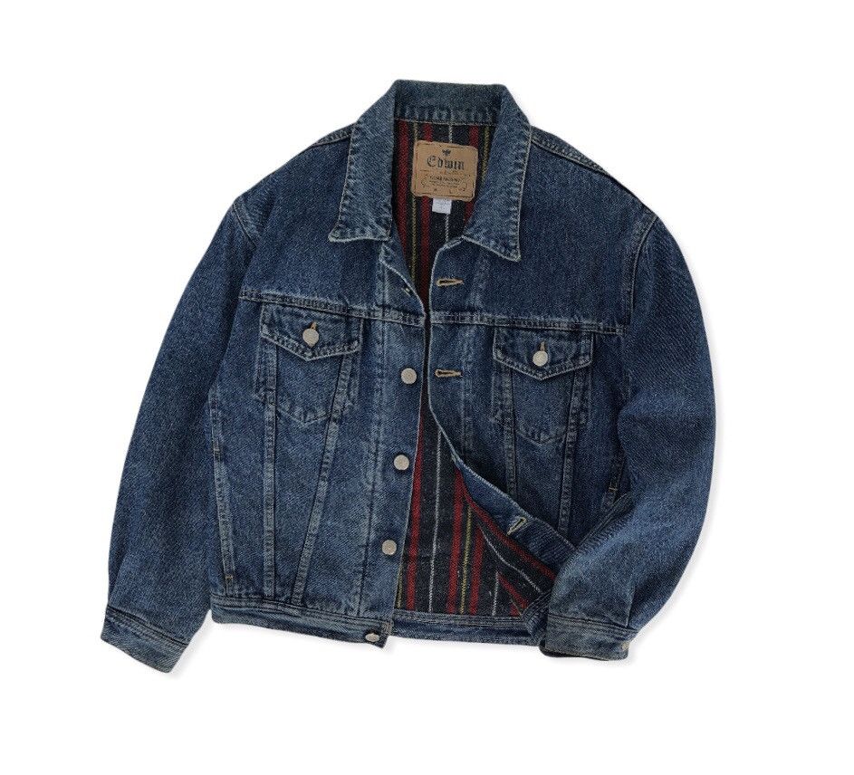 Edwin Vintage Edwin Blanket Lined Denim Jacket Size US L / EU 52-54 / 3 - 9 Thumbnail