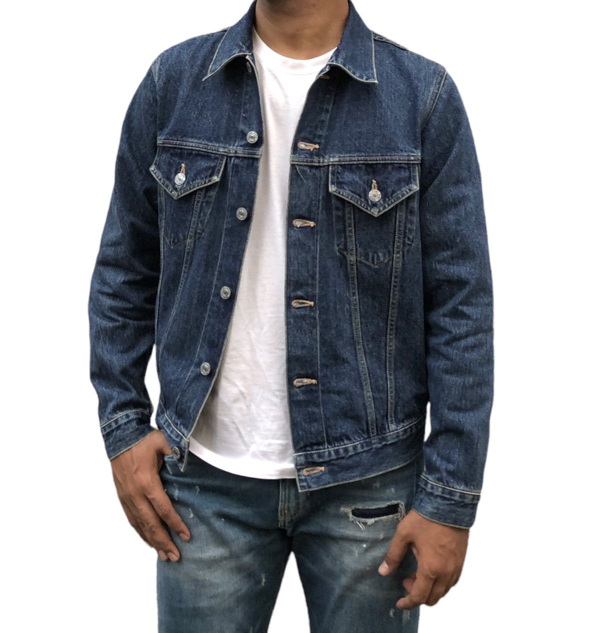 Denime Japanese Blue Jeans Denime Selvedge Trucker Jacket Size US M / EU 48-50 / 2 - 3 Thumbnail