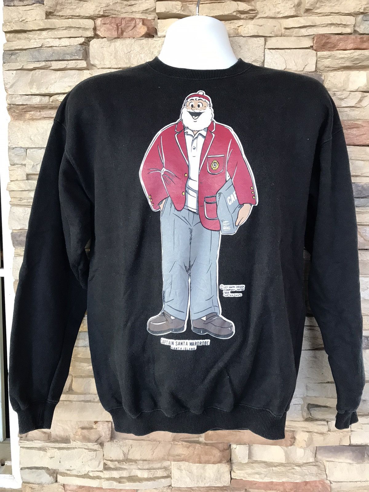 image of Best Offervintage Captain Santa Sweatshirt in Black, Men's (Size Medium)