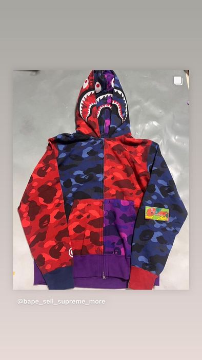 Bape mixed camo shark hot sale hoodie