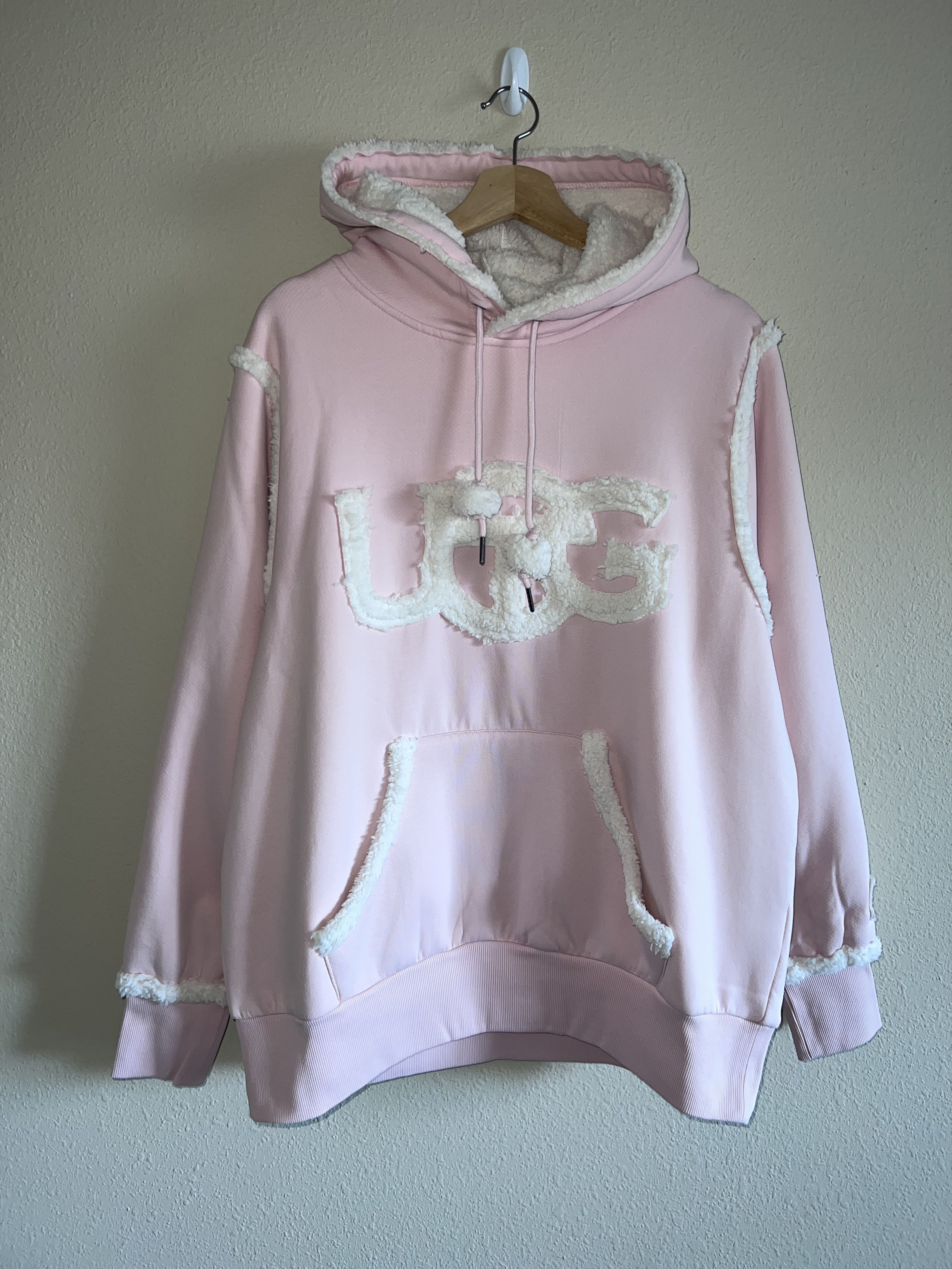 image of Telfar Logo Shearling Hoodie Pink, Men's (Size Small)