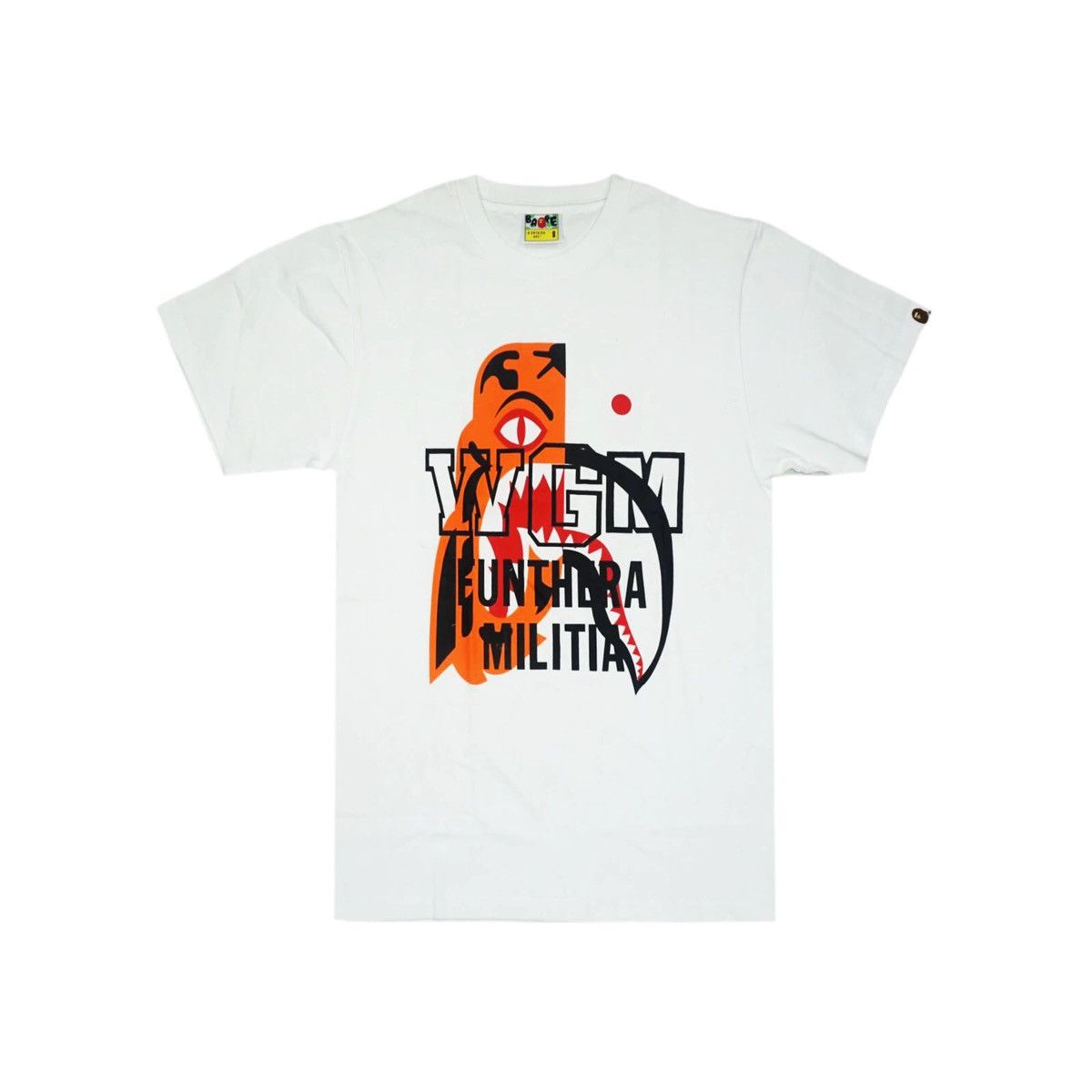 image of Bape Tiger Shark Funthera Militia Tee White/black, Men's (Size Medium)
