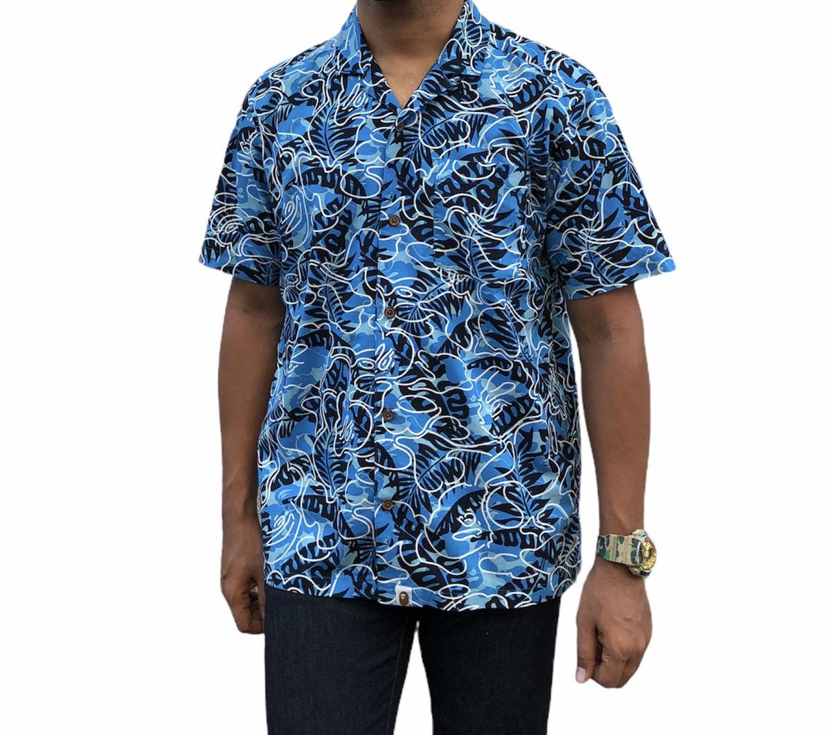 Bape Tropical Camo Button Up S/S Shirt (2016) Size US M / EU 48-50 / 2 - 1 Thumbnail