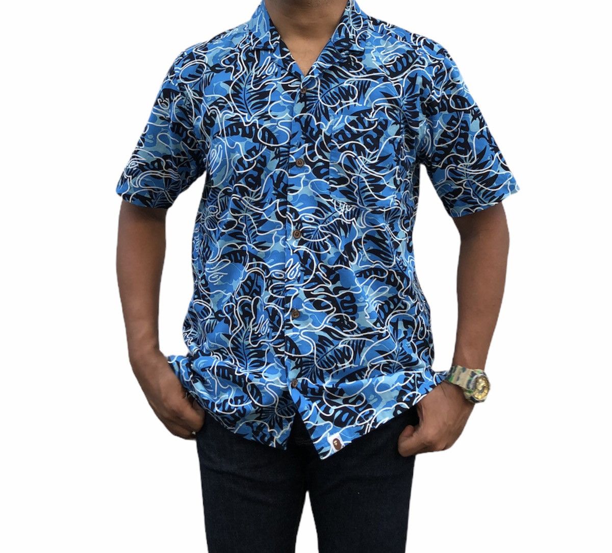 Bape Tropical Camo Button Up S/S Shirt (2016) Size US M / EU 48-50 / 2 - 2 Thumbnail