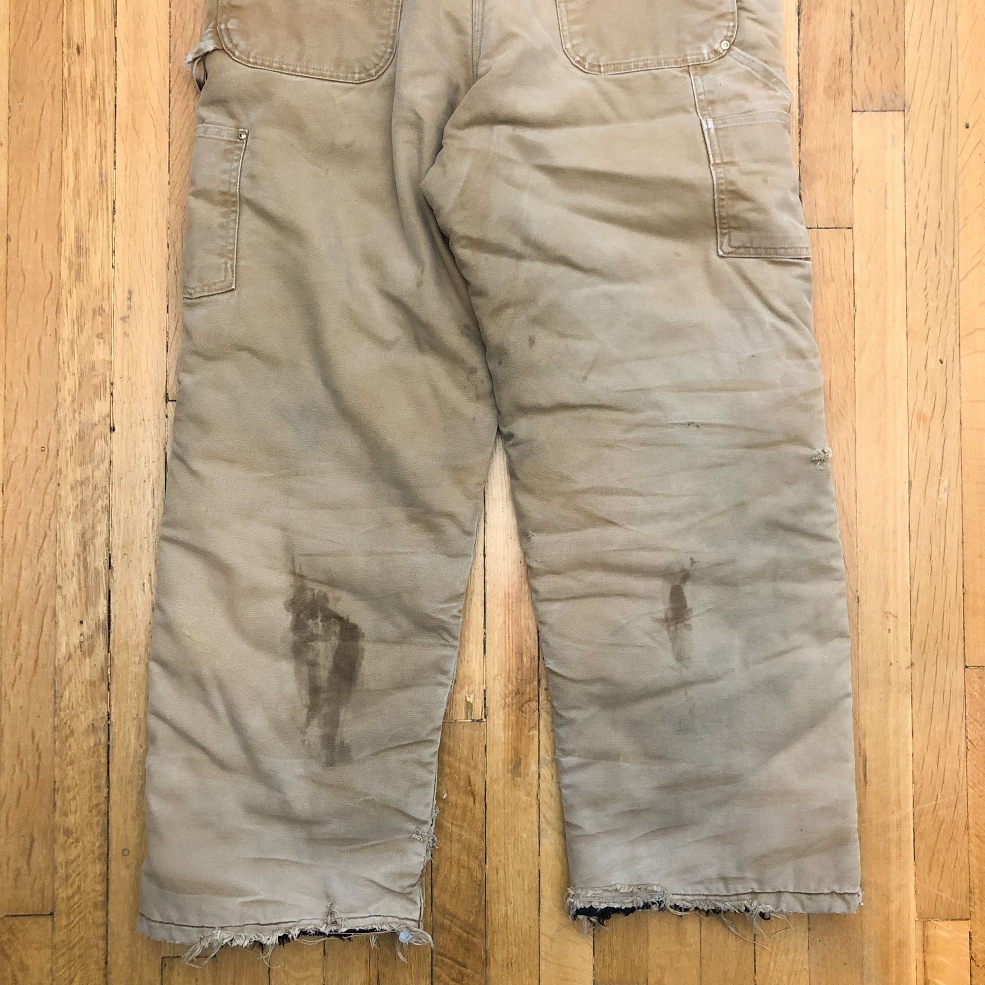Carhartt × Vintage 90s Carhartt Tan Distressed Double Knee Overall Size US 36 / EU 52 - 6 Thumbnail