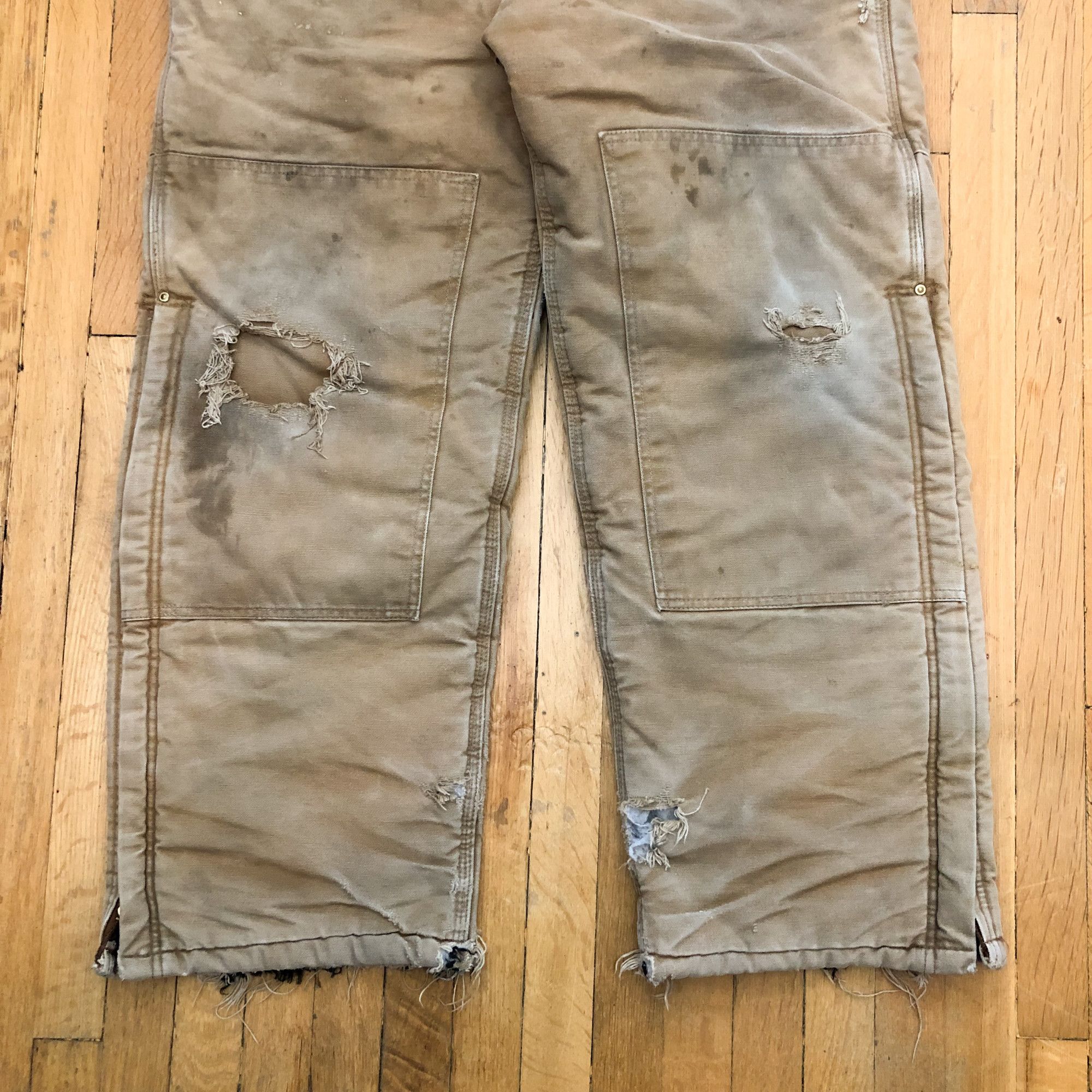 Carhartt × Vintage 90s Carhartt Tan Distressed Double Knee Overall Size US 36 / EU 52 - 2 Thumbnail
