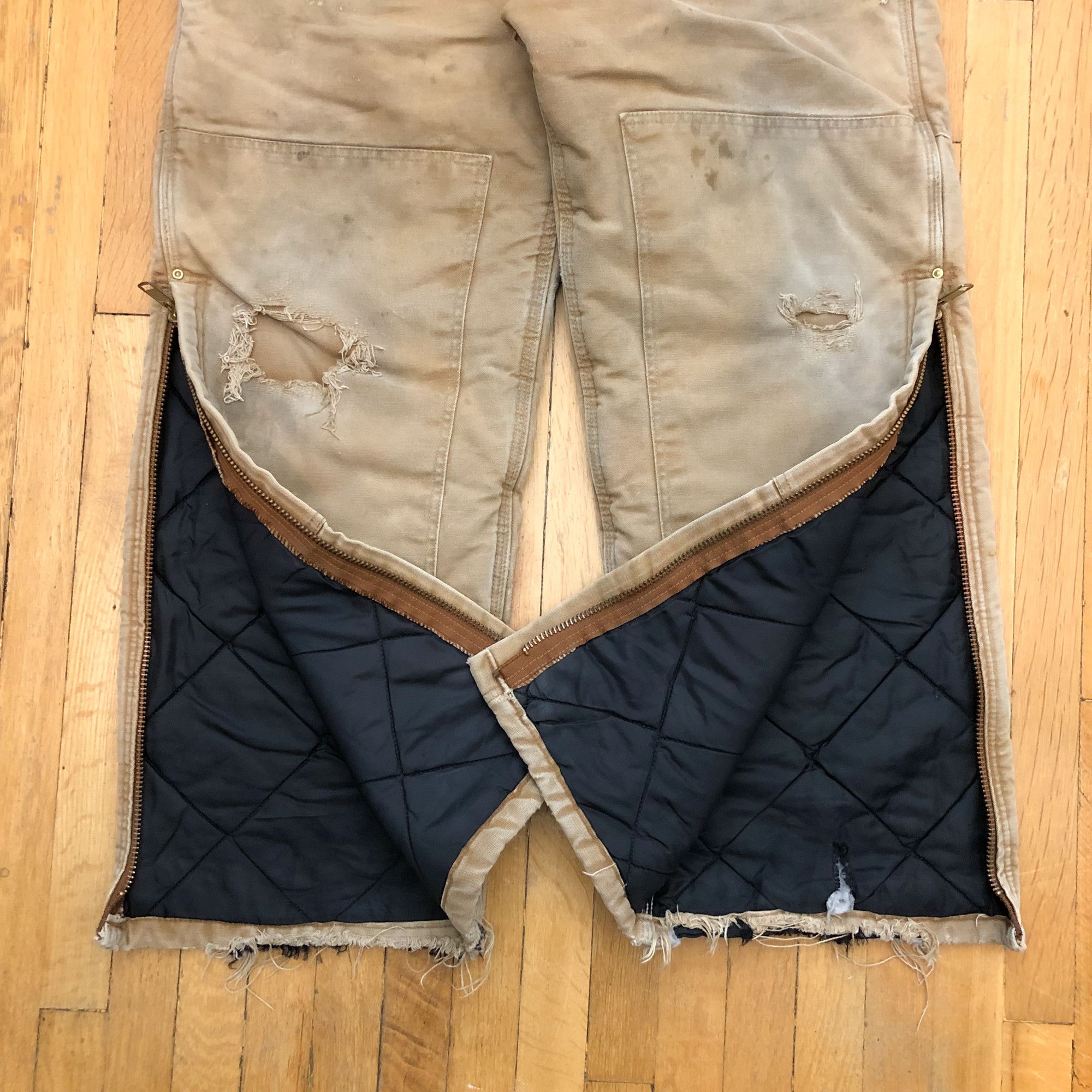 Carhartt × Vintage 90s Carhartt Tan Distressed Double Knee Overall Size US 36 / EU 52 - 3 Thumbnail