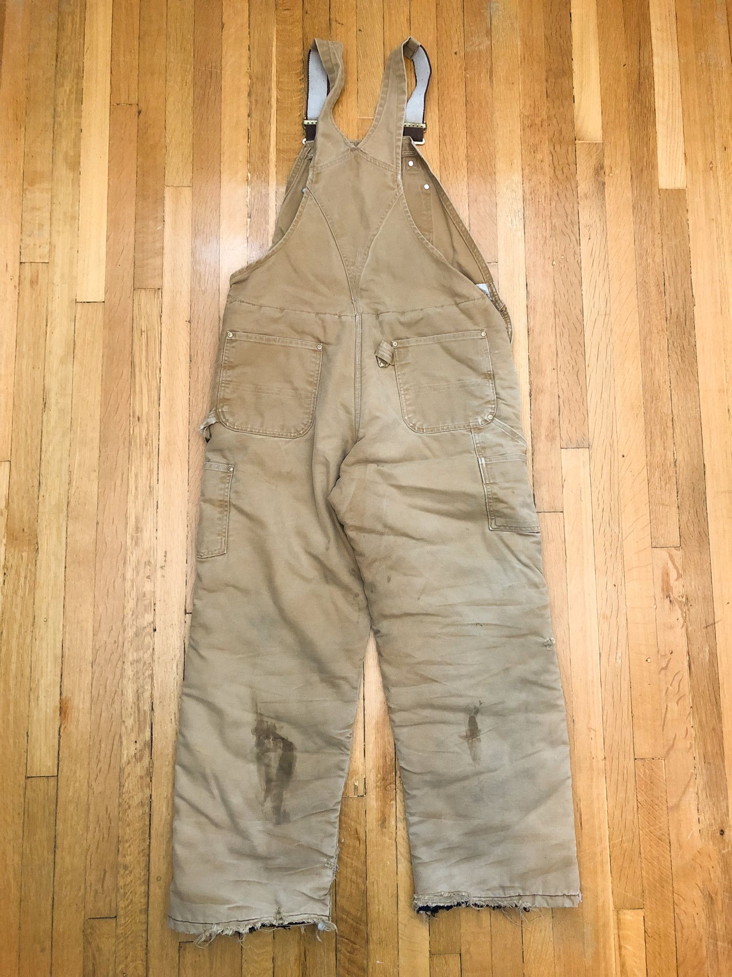 Carhartt × Vintage 90s Carhartt Tan Distressed Double Knee Overall Size US 36 / EU 52 - 5 Thumbnail