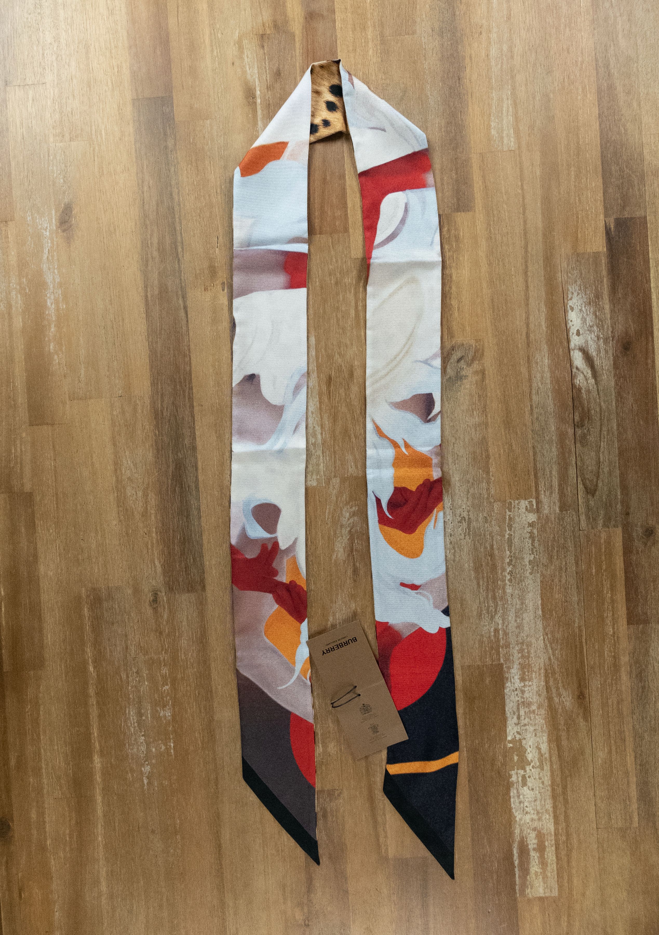 Burberry BURBERRY floral leopard reversible twill silk skinny scarf q Size ONE SIZE - 3 Thumbnail