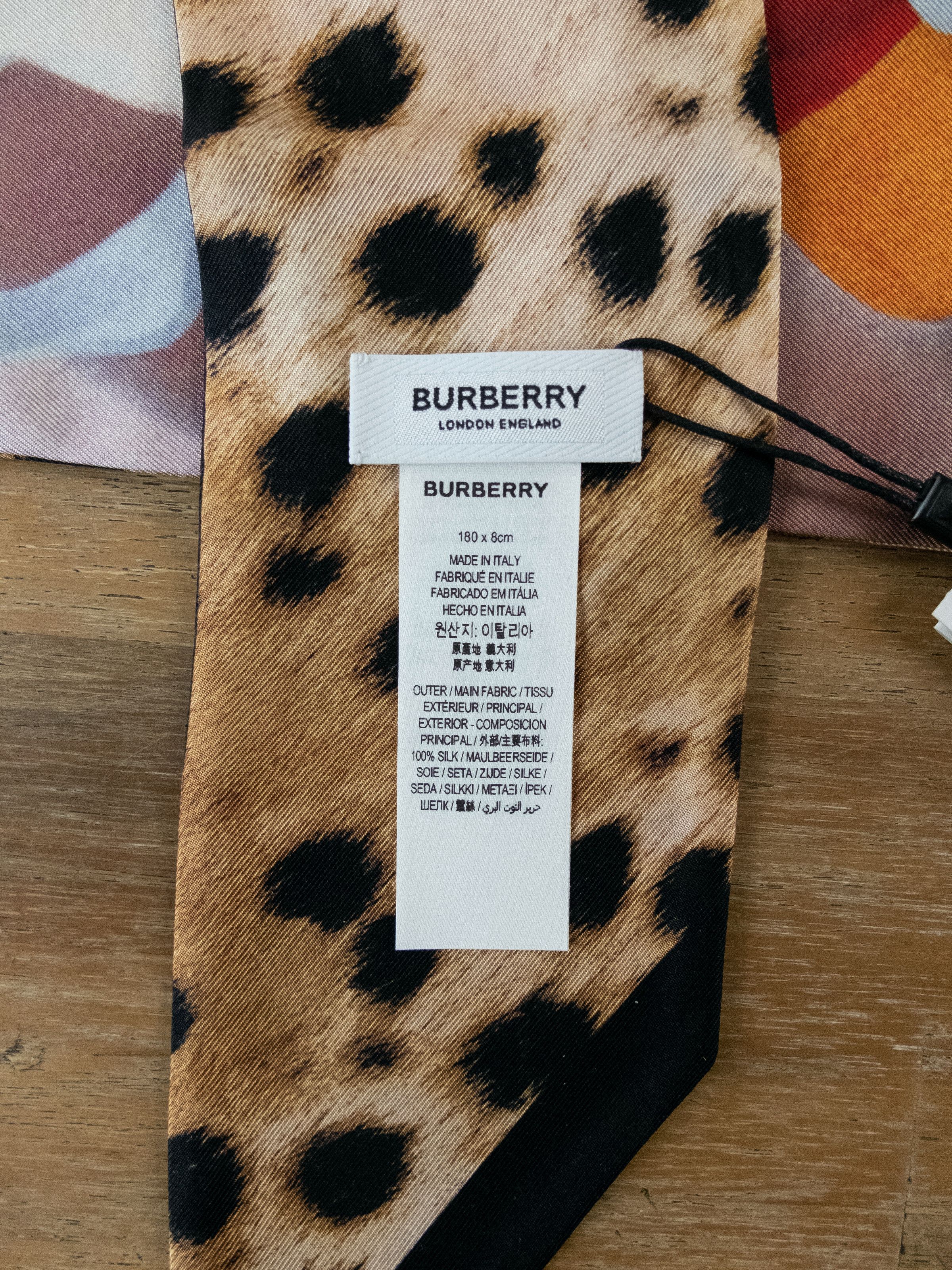 Burberry BURBERRY floral leopard reversible twill silk skinny scarf q Size ONE SIZE - 4 Thumbnail